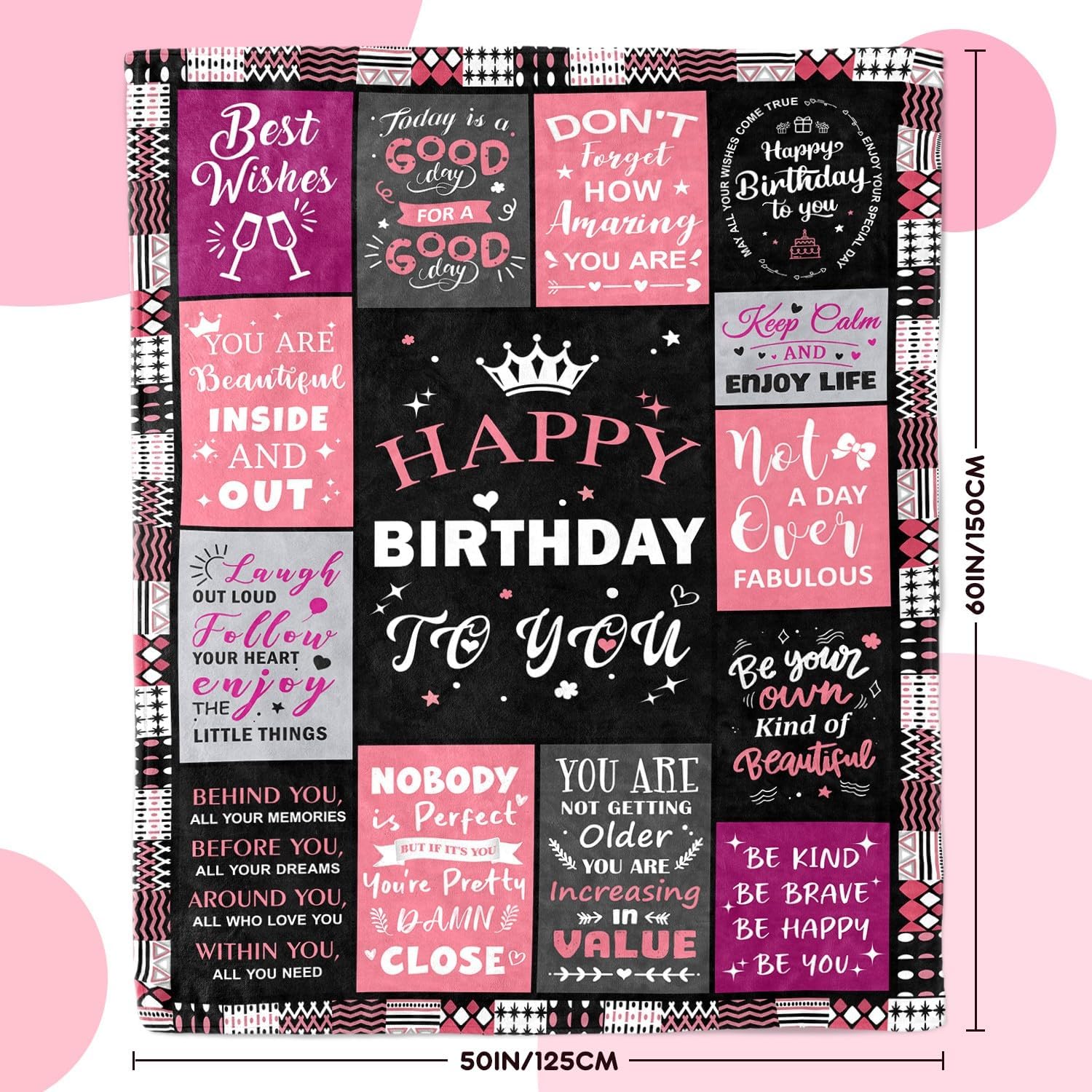 Birthday Gifts for Women - Happy Birthday Decorations Blanket - Gifts for Women Birthday Unique - Womens Birthday Gift Ideas for Her Wife Daughter Mom Sister Friendship - Soft Throw Blanket 50"x60" - Image 7