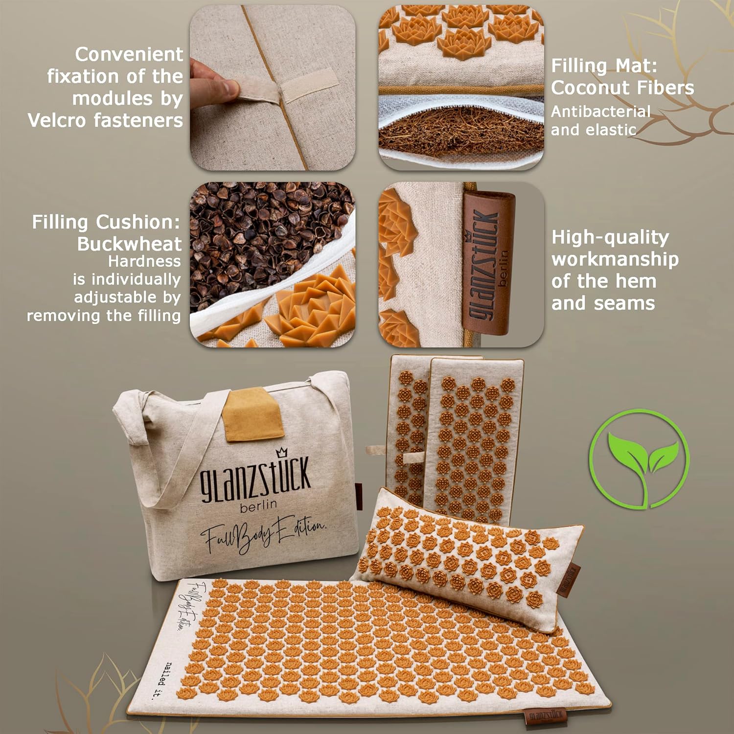 Glanzstück Berlin® Health Collection XXL Acupressure Mat Set for Full Body for Tension Headaches Back Pain Stress - Image 3