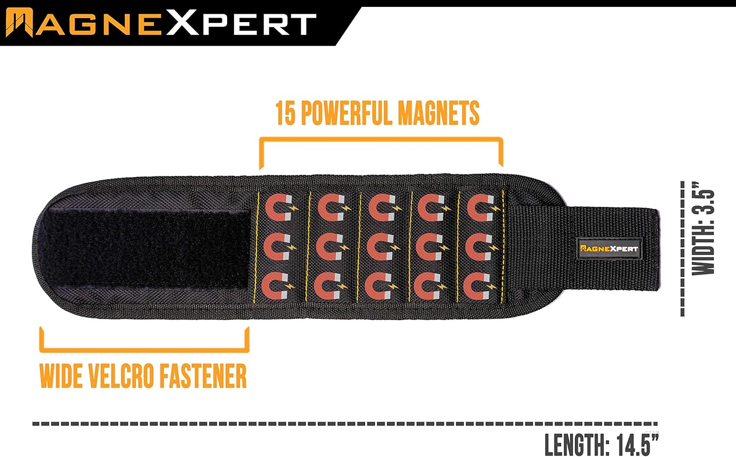 Magnelex Magnexpert Magnetic Wristband for Holding Screws, Nails and Drill Bits - Crafted from Ballistic Nylon with 15 Powerful Magnets, Stocking Stuffer for Men - Image 2