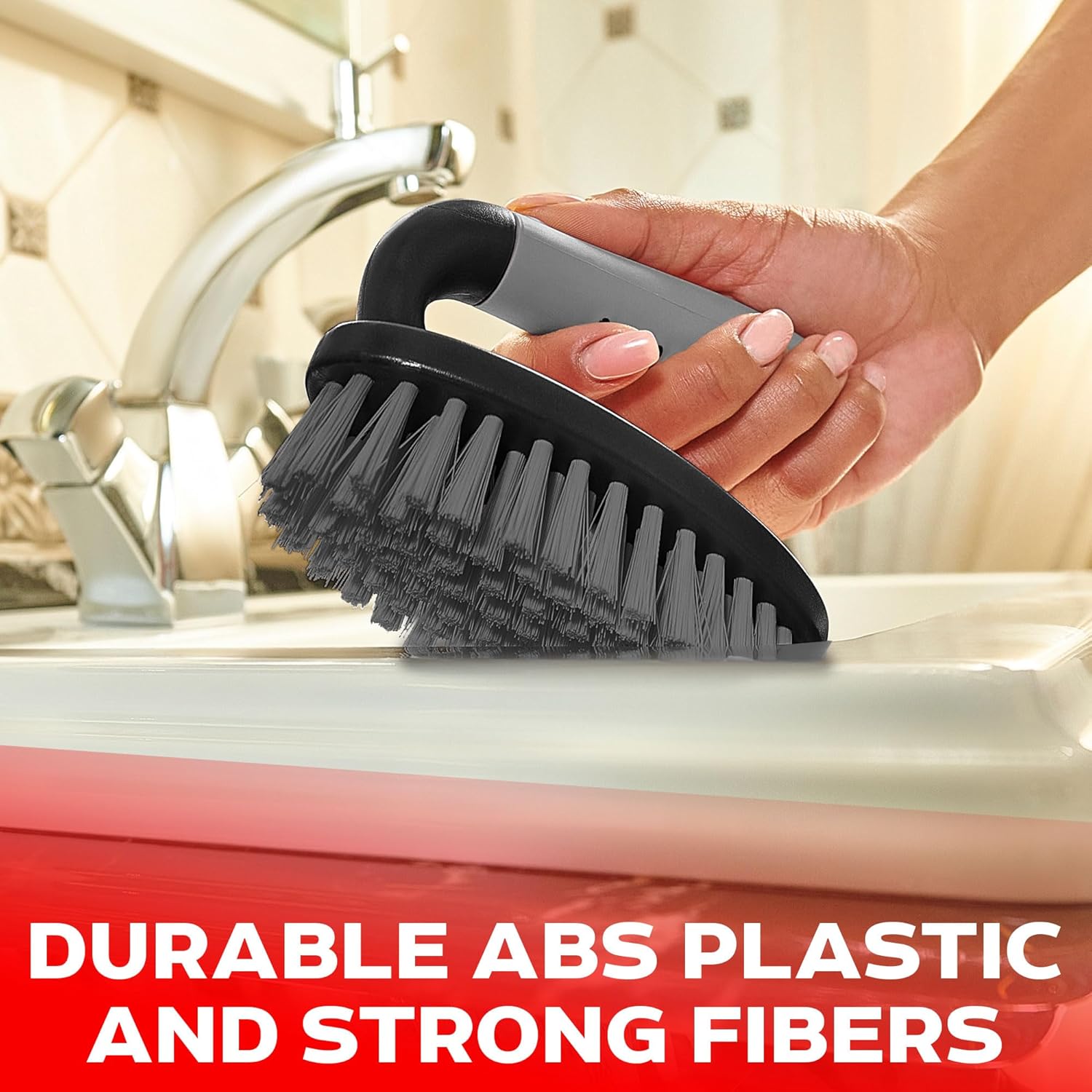 Scrub Brush Set of 3pcs - Cleaning Shower Scrubber with Ergonomic Handle and Durable Bristles - Grout Cleaner Brush - Scrub Brushes for Cleaning Bathroom/Shower/Tile/Kitchen/Floor/Bathtub/Carpet - Image 3