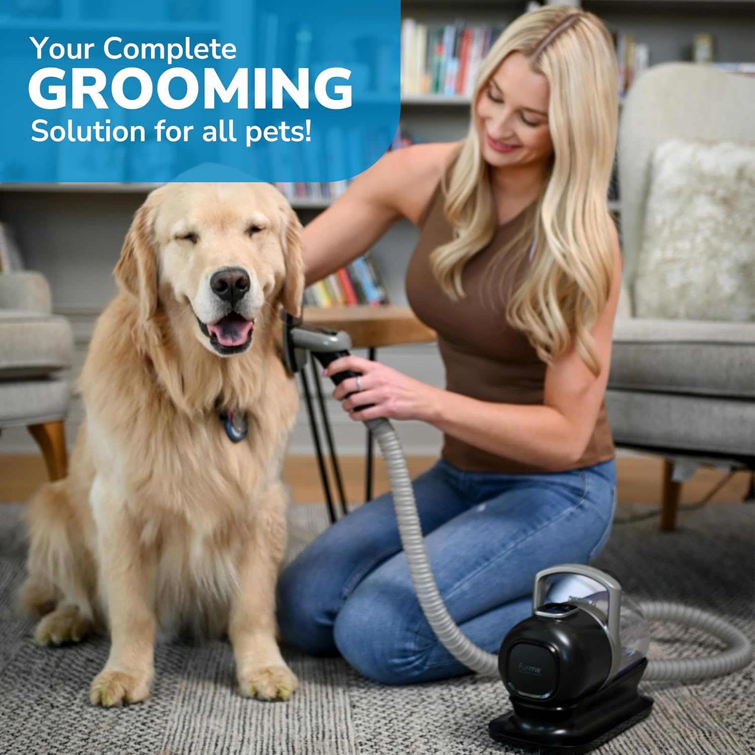 FurMe Original Pet Grooming Vacuum Kit - Cat & Dog Grooming Kit for Easy Pet Care at Home, Quiet & Safe Dog Hair Remover Machine with Brush, Clipper, Shedding & Cleaner Tools & 1L Canister - Image 8