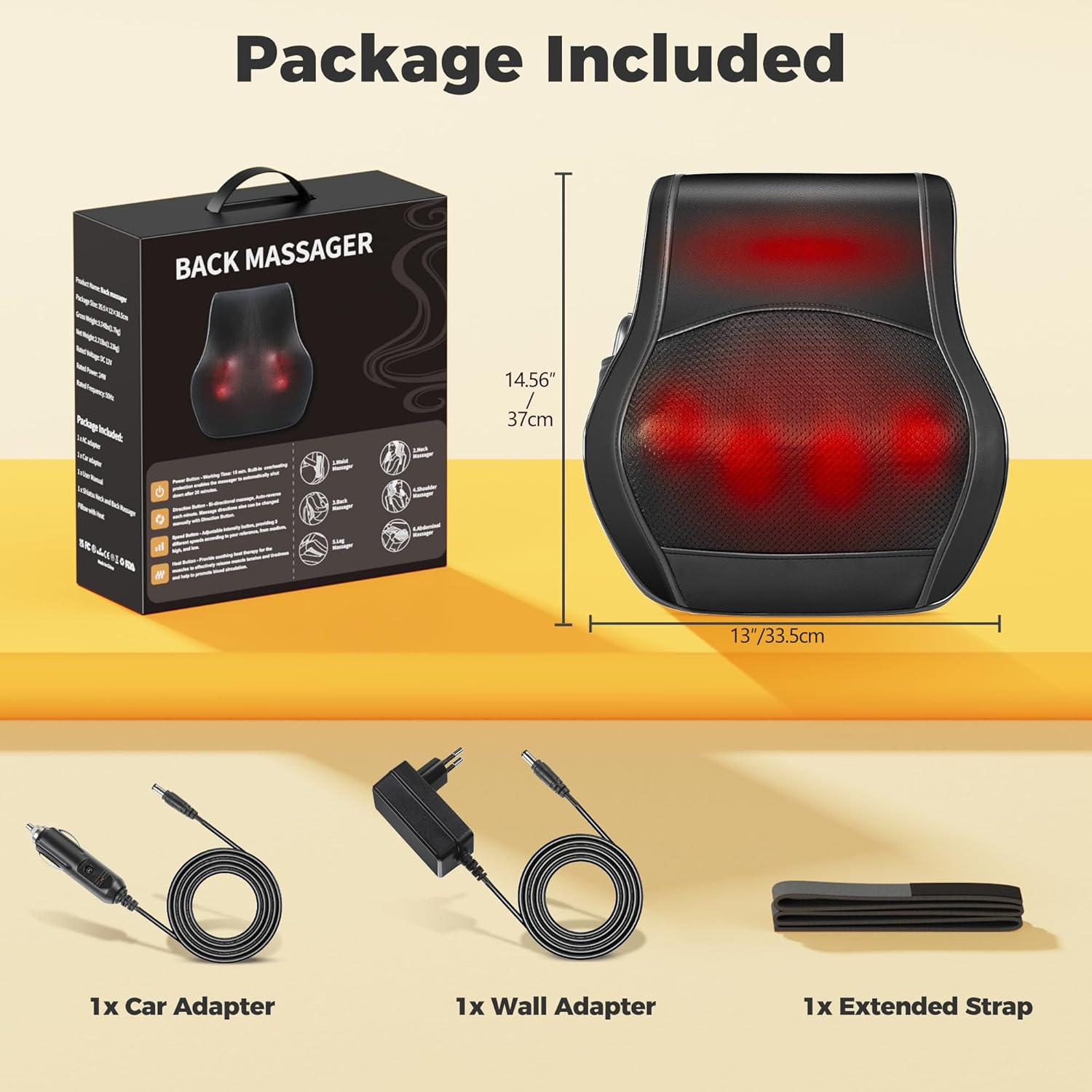 Brelley Neck and Back Massager for Pain Relief Deep Tissue with Heat, Shiatsu Shoulder Massager with Bi-Directional Rotating Head for Neck, Back, Shoulders, and Legs - Image 8