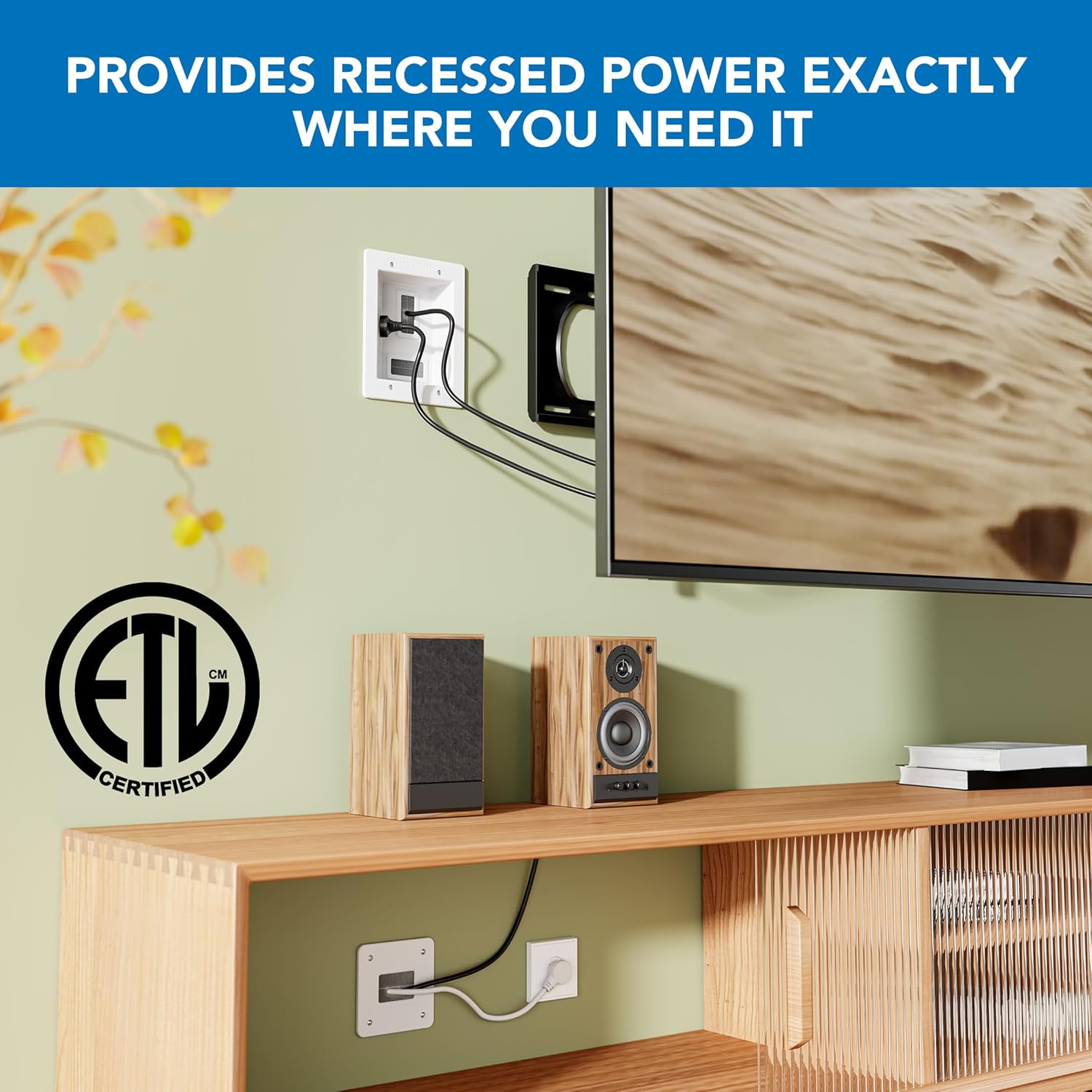 Mount-It! in-Wall TV Cable Concealer Kit with Recessed Power – Triple Outlet, 9ft Cord, and Hand Saw – Easy, Safe Cable Management for Organized TV and Home Theater Setups - Image 3