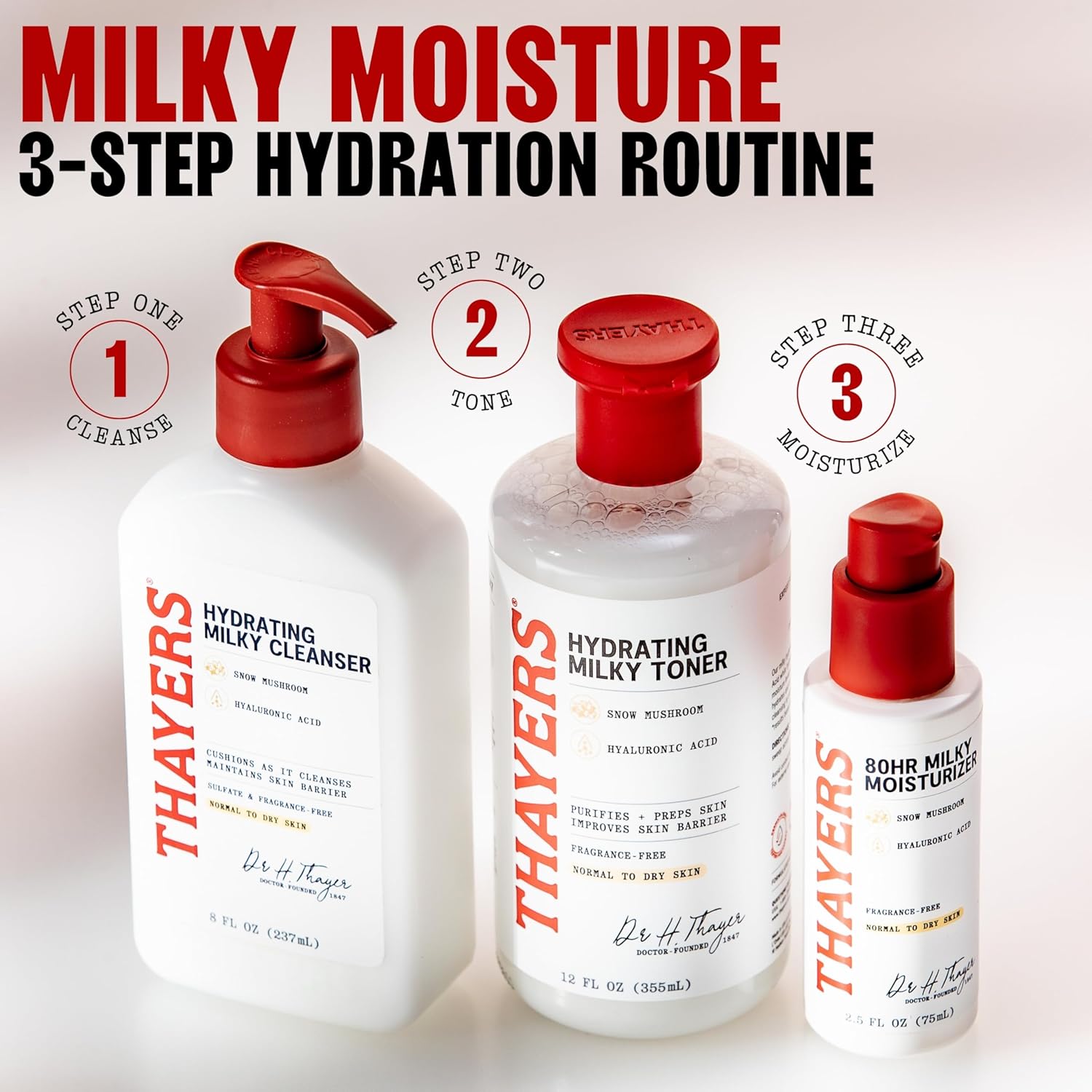 THAYERS 80HR Face Moisturizer, Face Cream with Hyaluronic Acid and Snow Mushroom, Milky Moisturizer, Lightweight Hydration for Normal to Dry Skin, Fragrance Free Skin Care, 2.5 Oz - Image 8