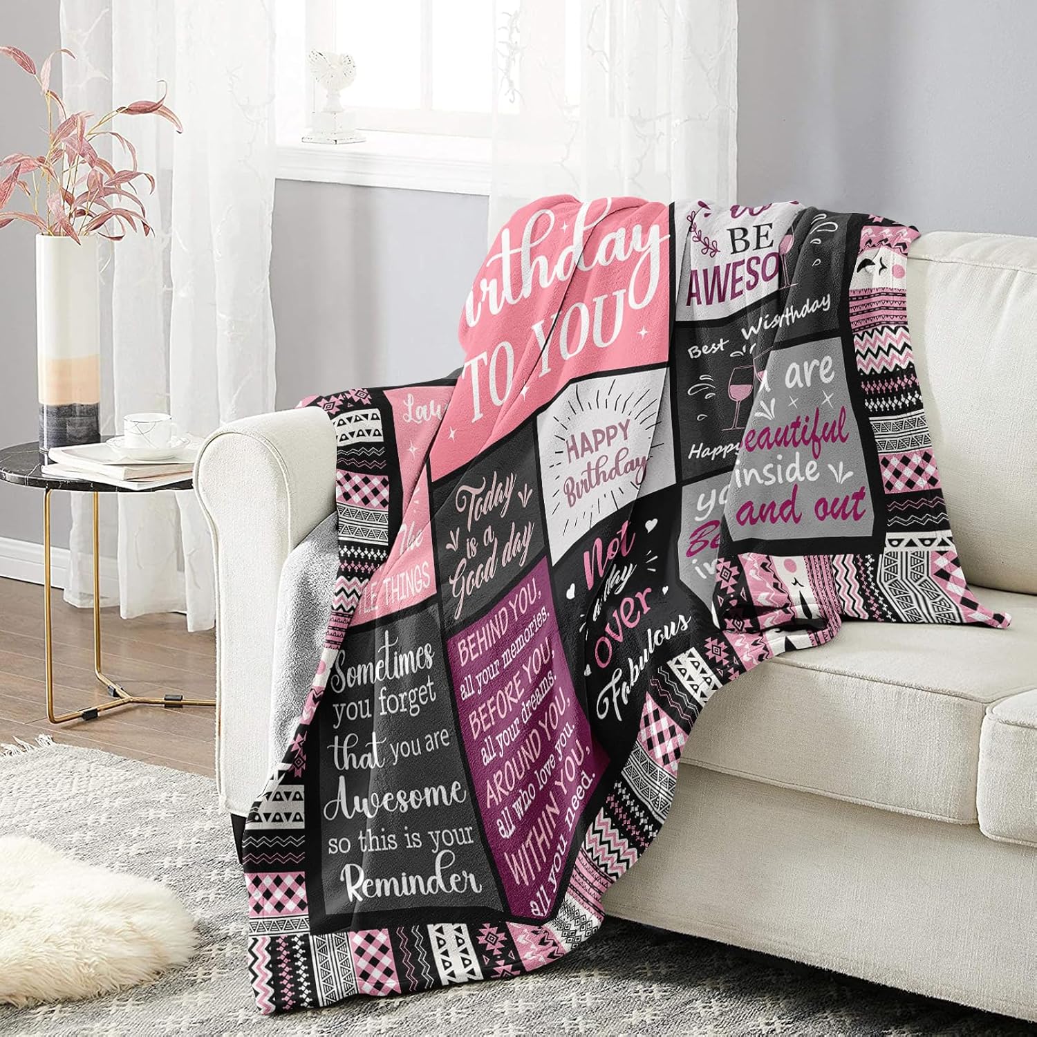 Birthday Gifts for Women Girls Throw Blanket 60"X50", Happy Birthday Decorations for Woman, Gifts for Women Birthdays Unique, Womens Bday Gift Ideas for Her Friend Mom Sister Grandma Wife - Image 4