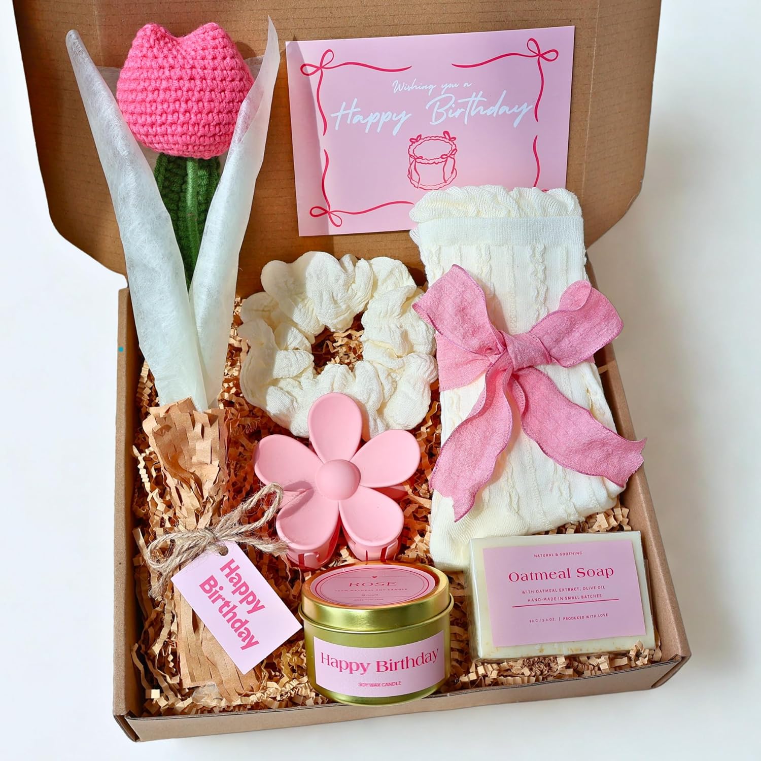 Birthday Gifts for Women - Best Friend Birthday Gifts for Women, Teen Girls, Happy Birthday Gift Basket for Sister, Cute Pink Gifts for Women, Friendship Gift Ideas for Her