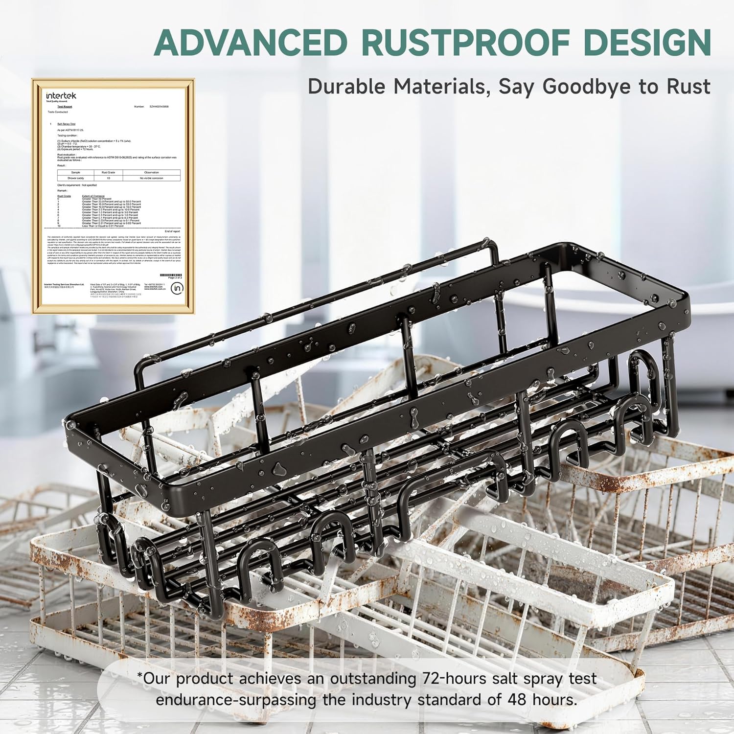 Veken Shower Caddy 6-Pack, Advanced Rustproof Design, No Drilling Adhesive Shelves, Rack with Soap Holder, Large Capacity Bathroom Organizers and Storage, Wall-Mounted Kitchen & Home Decor - Image 4