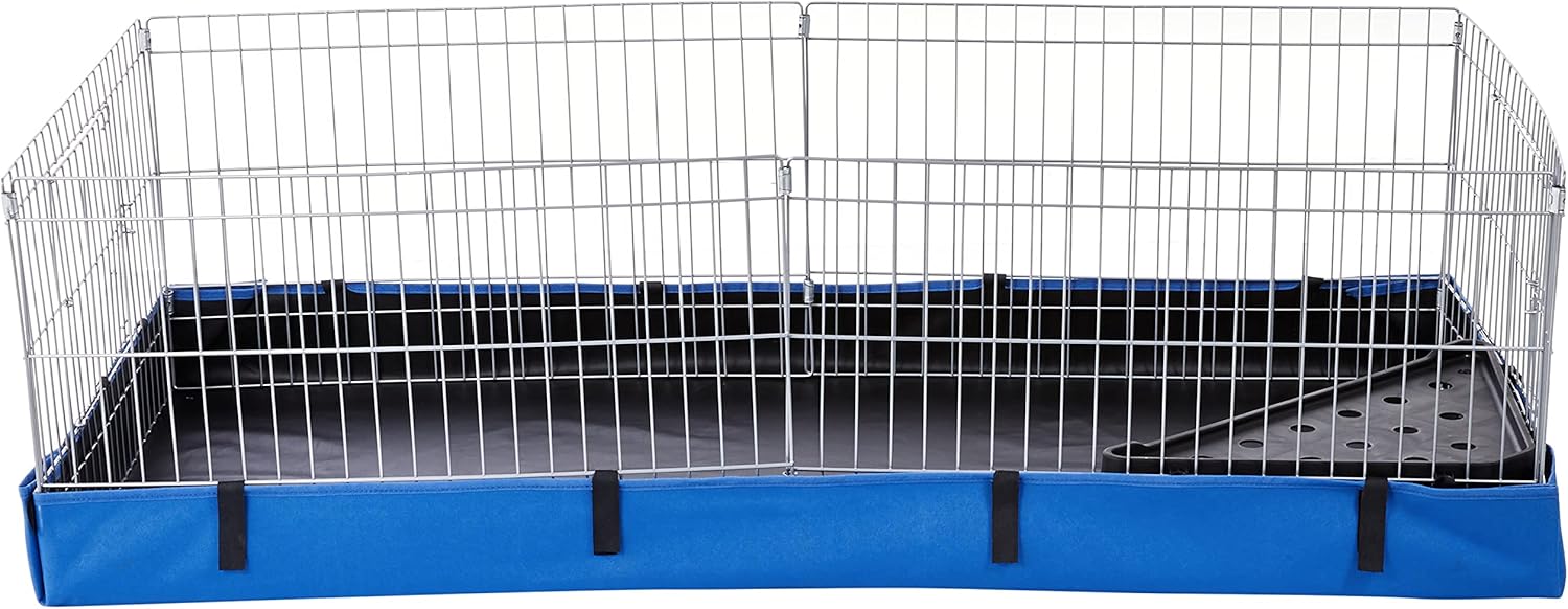 Amazon Basics - Comfortable Indoor-Outdoor Small Pet Guinea Pig Habitat Cage with Canvas Bottom, Blue, 46.65" L x 13.78" W x 23.62" H - Image 2