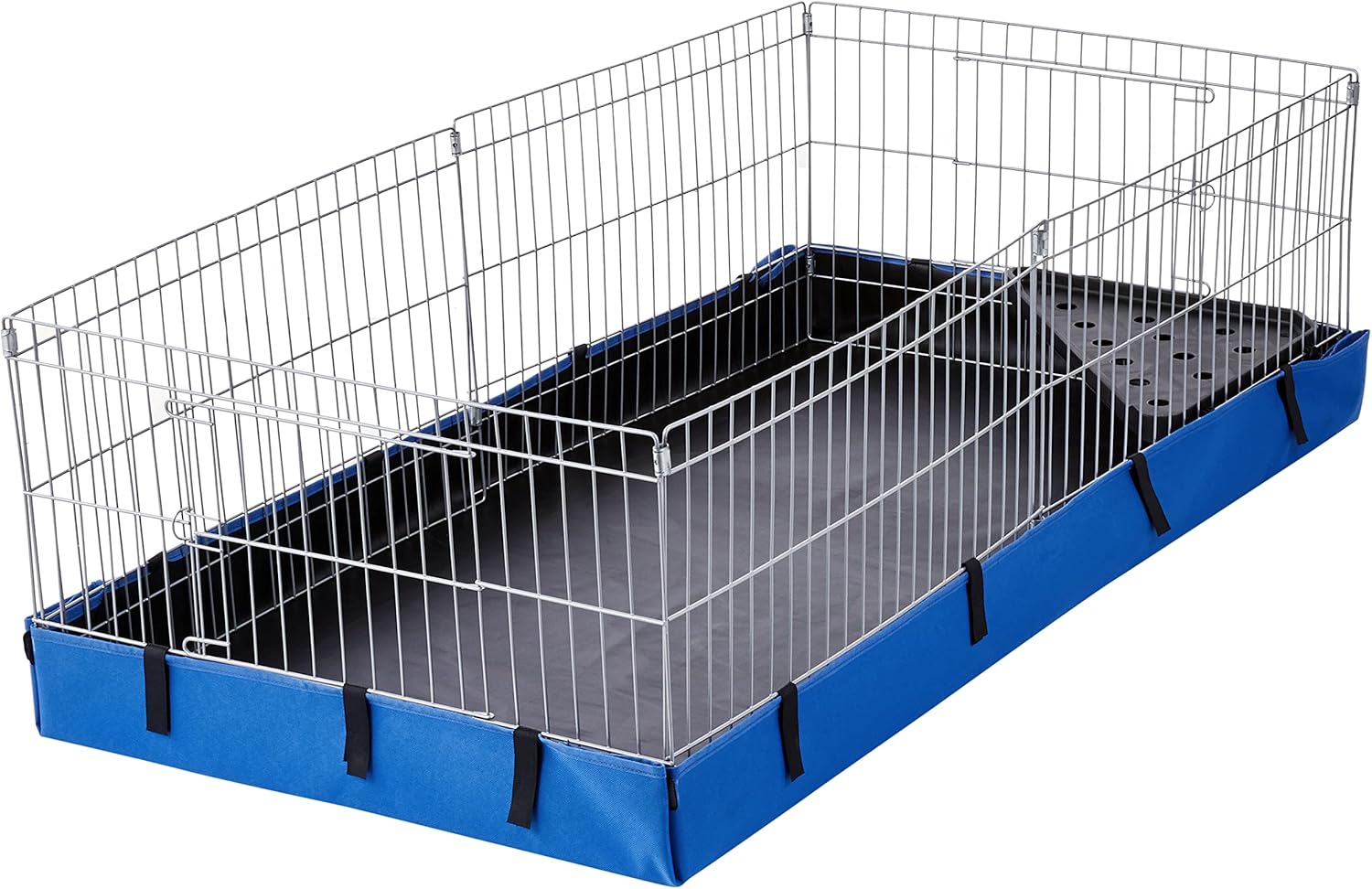 Amazon Basics - Comfortable Indoor-Outdoor Small Pet Guinea Pig Habitat Cage with Canvas Bottom, Blue, 46.65" L x 13.78" W x 23.62" H