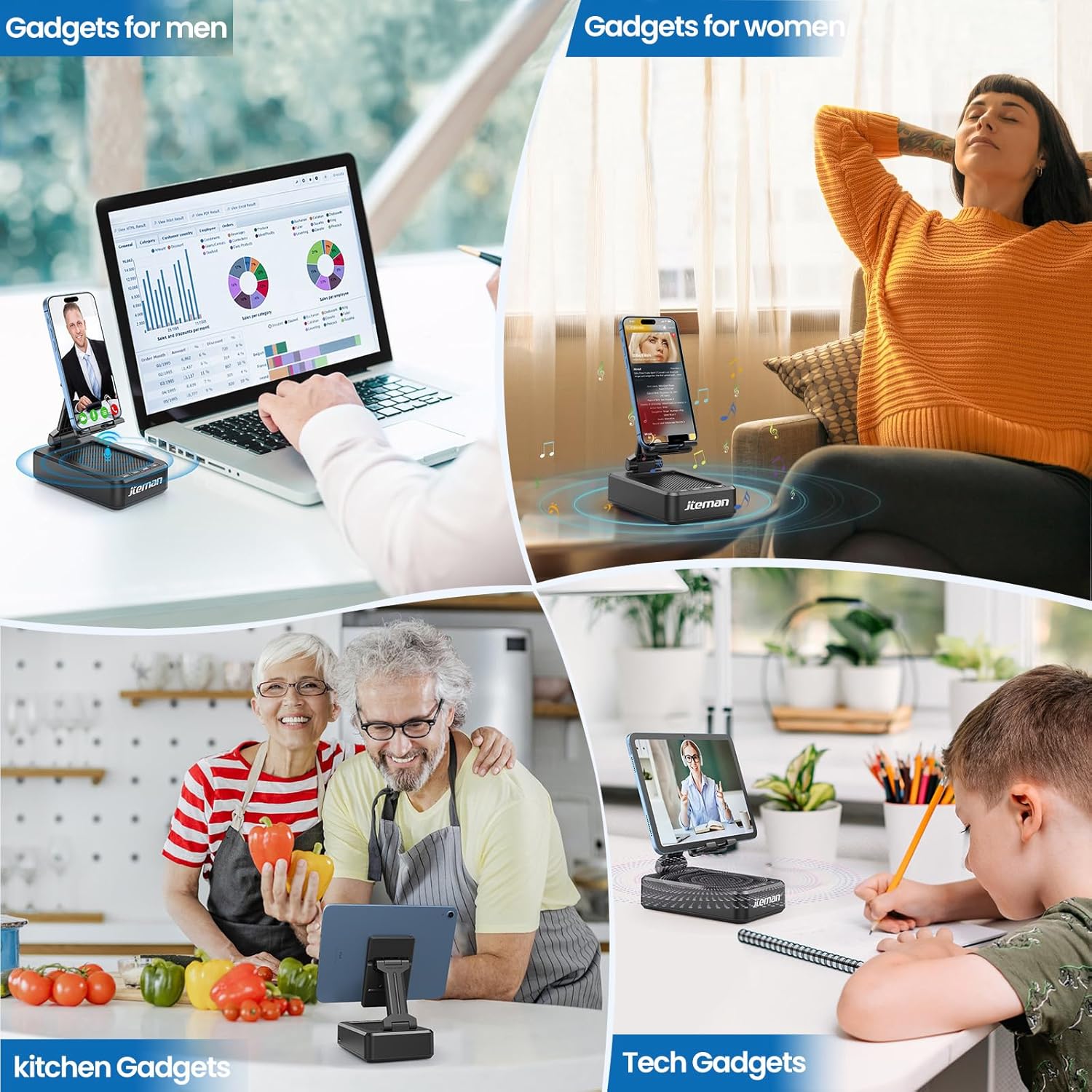 Cell Phone Stand with Wireless Bluetooth Speaker and Anti-Slip Base HD Surround Sound Perfect for Home and Outdoors with Bluetooth Speaker for Desk Compatible with iPhone/ipad/Samsung Galaxy - Image 3