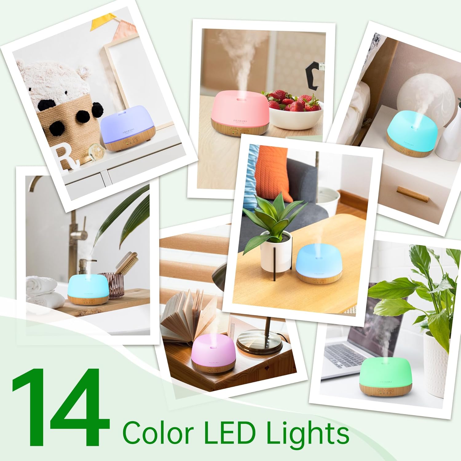 ASAKUKI Essential Oil Diffuser, 300ml Ultrasonic Aromatherapy Oil Humidifier with 7 Colors LED Lights, 2 Mist Mode for Home (Wood Grain) - Image 3