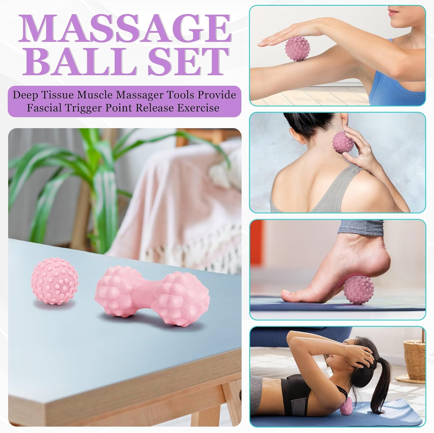 All in One Yoga Wheel Set, Soft Foam Roller Wheel for Back Pain & Stretching, Yoga Blocks 2 Pack with Strap, Trigger Point Therapy Massage Ball for Deep Tissue, Yoga Starter Kit for Beginner - Image 6