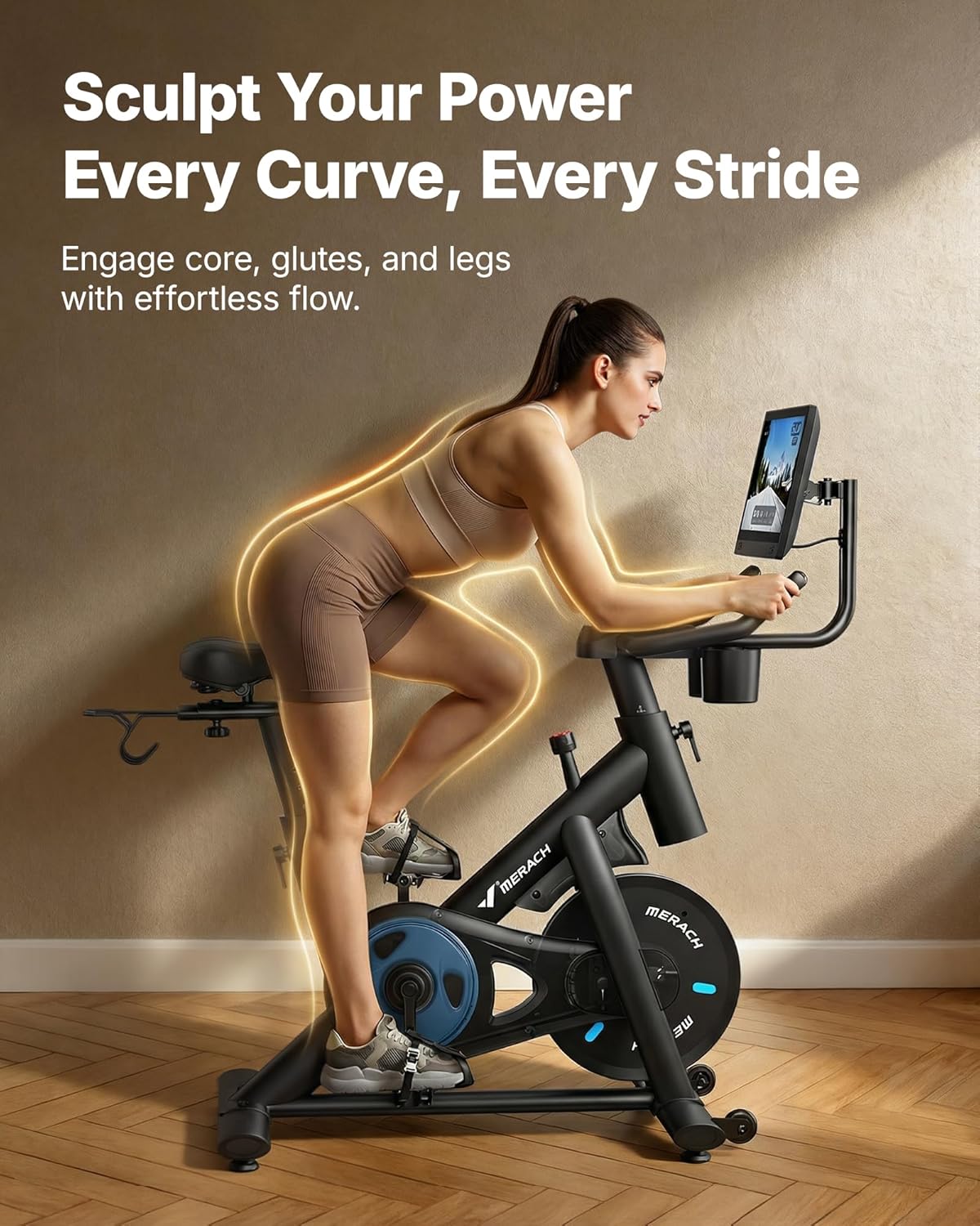 MERACH Exercise Bike, Brake Pad Stationary Bike with Exclusive App, Low Noise Indoor Cycling Bike with 300lbs Weight Capacity, Tablet Mount and Fitness Courses for Weight Loss - Image 6