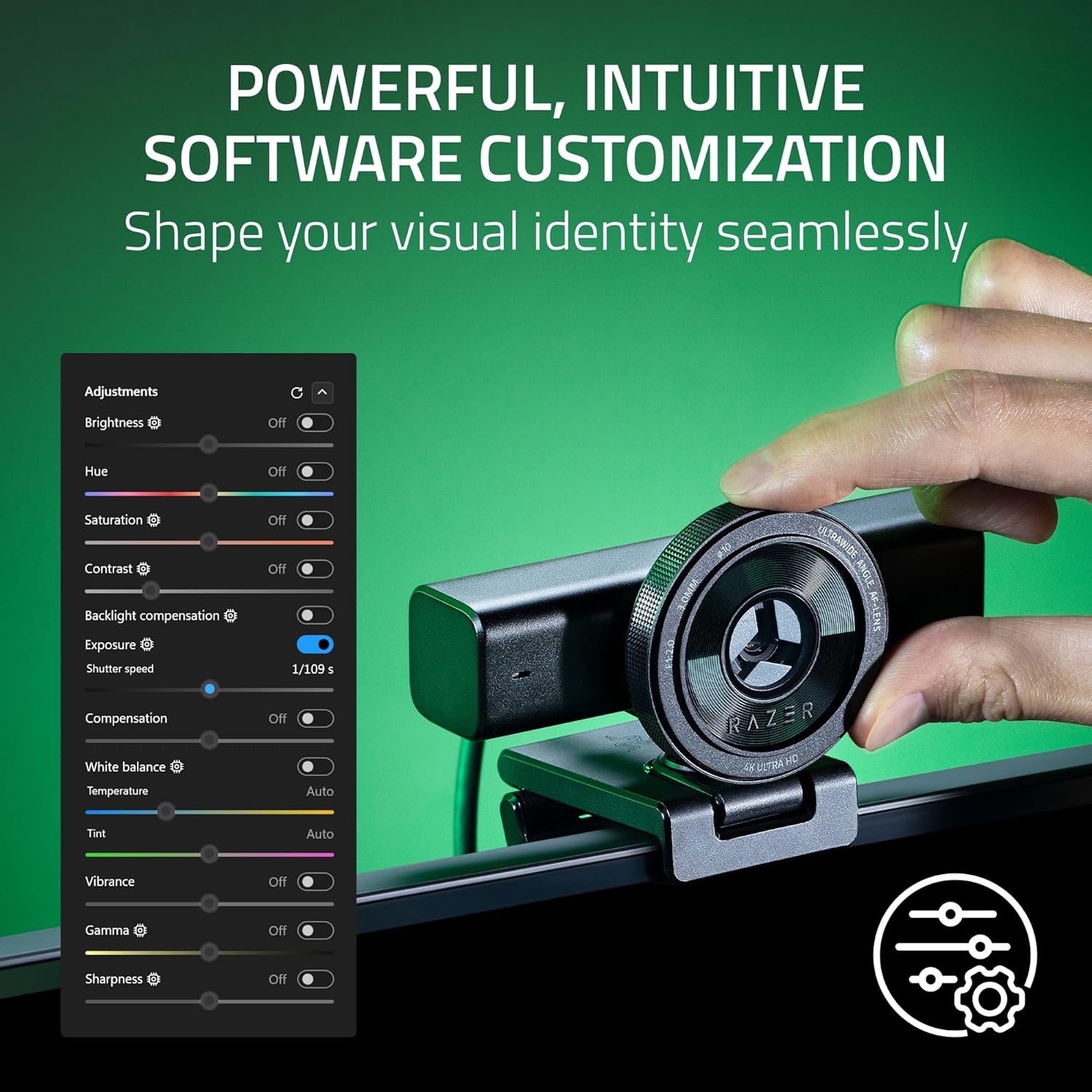 Razer Kiyo V2 Streaming Webcam: 4K 30 FPS, 1080p 60 FPS - AI Powered Auto-Framing - Built-in Microphone - Ultrawide Angle Lens - Privacy Cover - Works with OBS, Xsplit, Discord, Zoom, Teams - Black - Image 5
