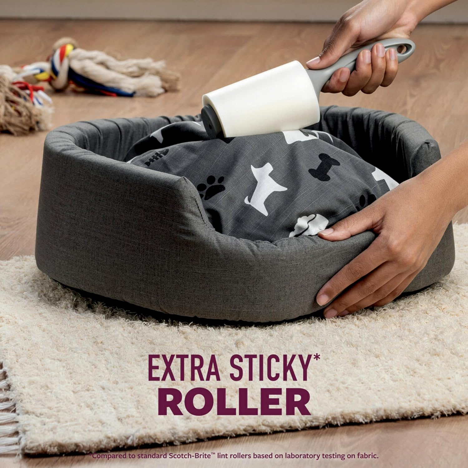 Scotch-Brite Pet Hair Pickup Extra Sticky Large Lint Roller, Designed for Removing Fur + Fluff on Couches, Clothes, Dog and Cat Beds, & More, 1 Pack, 60 Easy-Tear Adhesive Sheets Total - Image 5