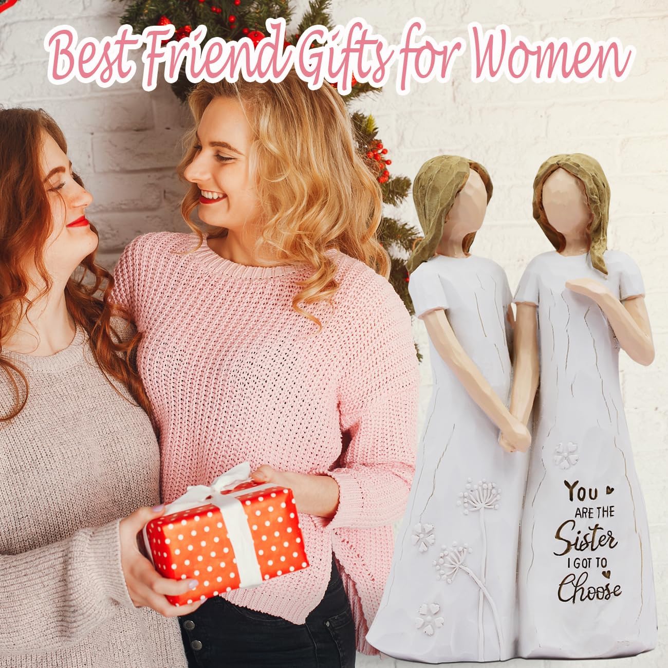 BORLESTA Best Friend Birthday Gifts for Women - Friendship Gifts for Women, Gift for Friends Women, Sister Birthday Gift, Bestie Gift for Women - Friend Hand-Painted Figure - Image 6