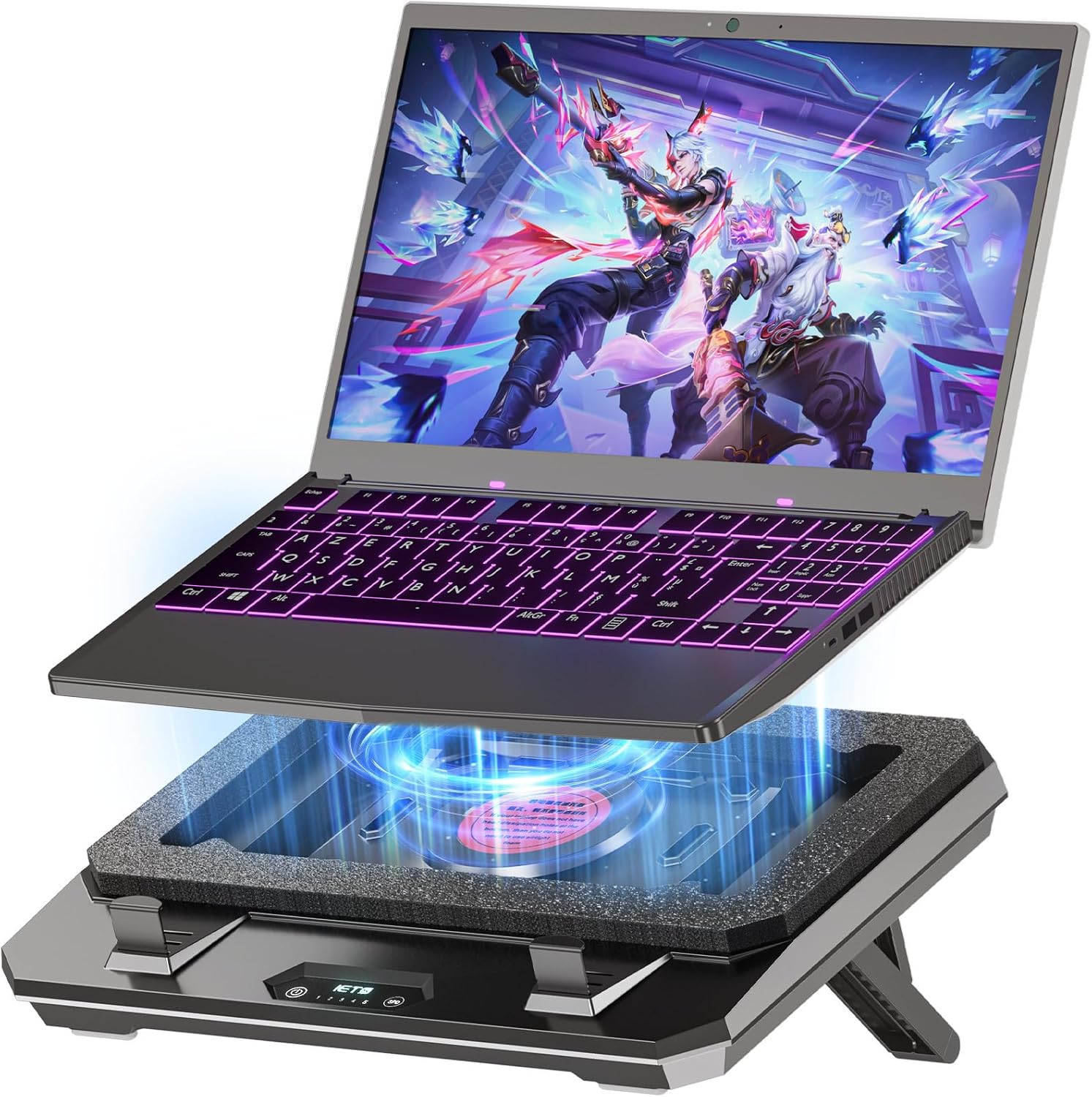 IETS GT300 Upgraded Laptop Cooling Pad with Adjustable Stand, Turbo Boosted Cooler for Rapid Cooling 10-17inch Gaming Laptop, Flexible Sealing Ring,Featuring Air Filtration and USB Hub