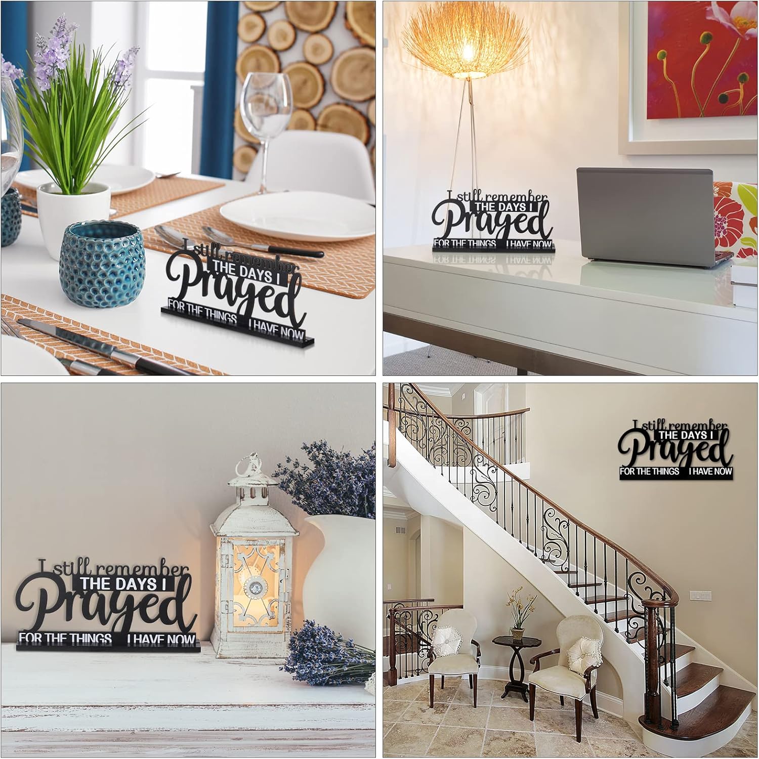 Jetec I Still Remember The Days I Prayed Sign Inspirational Table Blessed Signs Motivational Decor Farmhouse Table Home Centerpieces Faith Wooden Shelf for Living Room Office(Classic Style) - Image 4