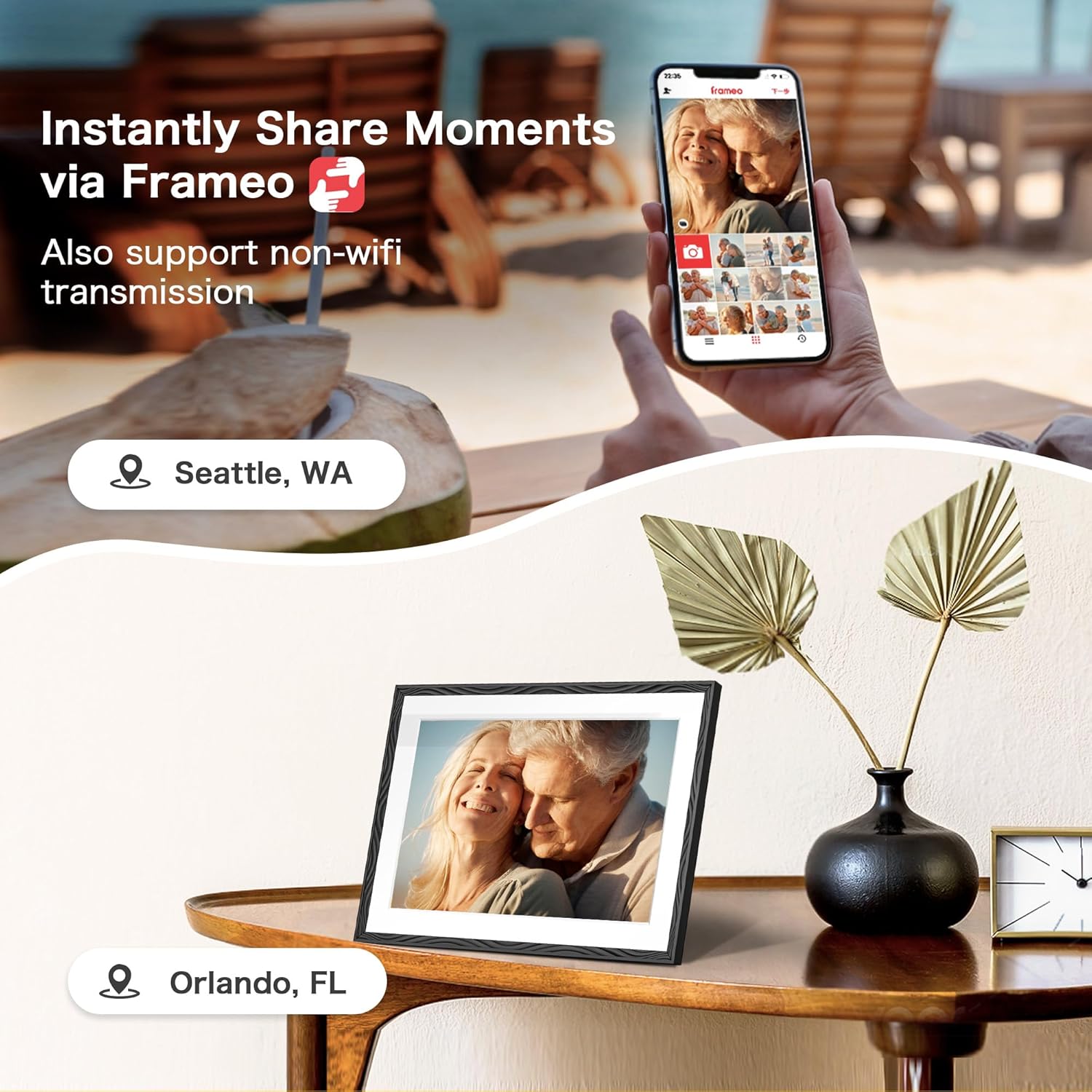 Digital Picture Frame, 10.1'' Frameo Digital Frame Wifi, 32GB Memory, 1280*800 HD Touch Screen Digital Photo Frame, Wall Mountable, Auto-Rotate, Share Instantly, Wedding, Birthday Gifts for Women, Mom - Image 5