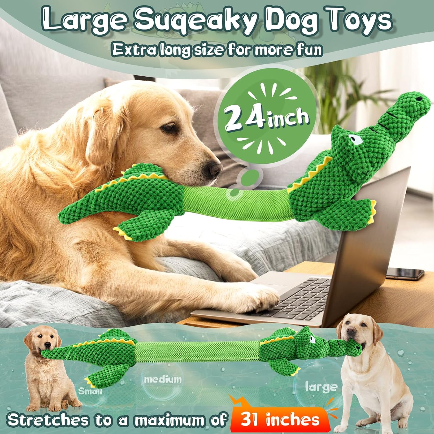 Dog Toys for Aggressive Chewers : Tough Interactive Tug of War Dog Toys-Squeaky Chew Toys for Small,Medium,Large Breed - Image 2
