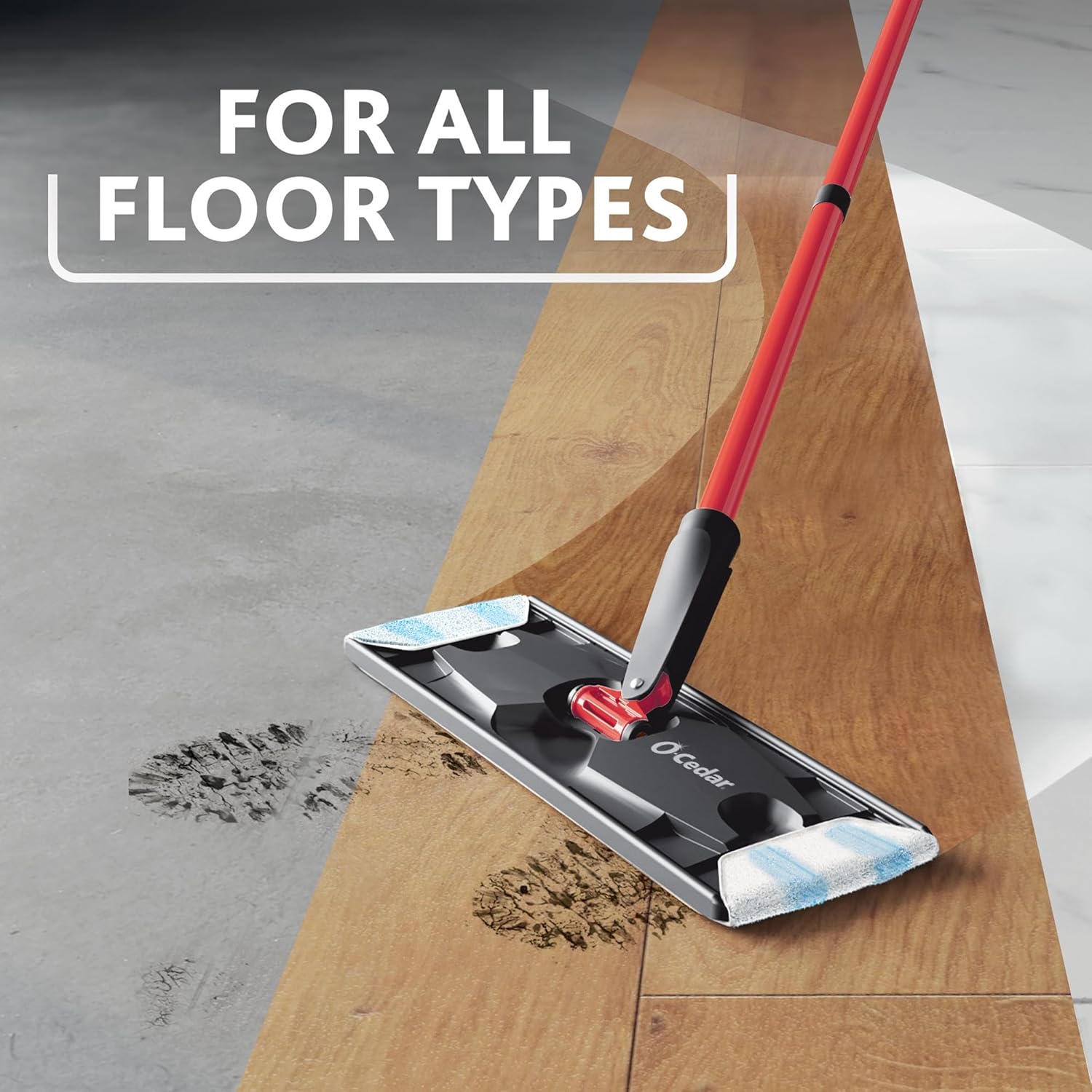 O-Cedar H2prO Flat Mop System | Quick Cleaning Tool | Clean with Water | Machine Washable Reusable Microfiber Mop Pad | Safe on Wood Floors, Vinyl, Tile, Baseboards, Walls - Image 13
