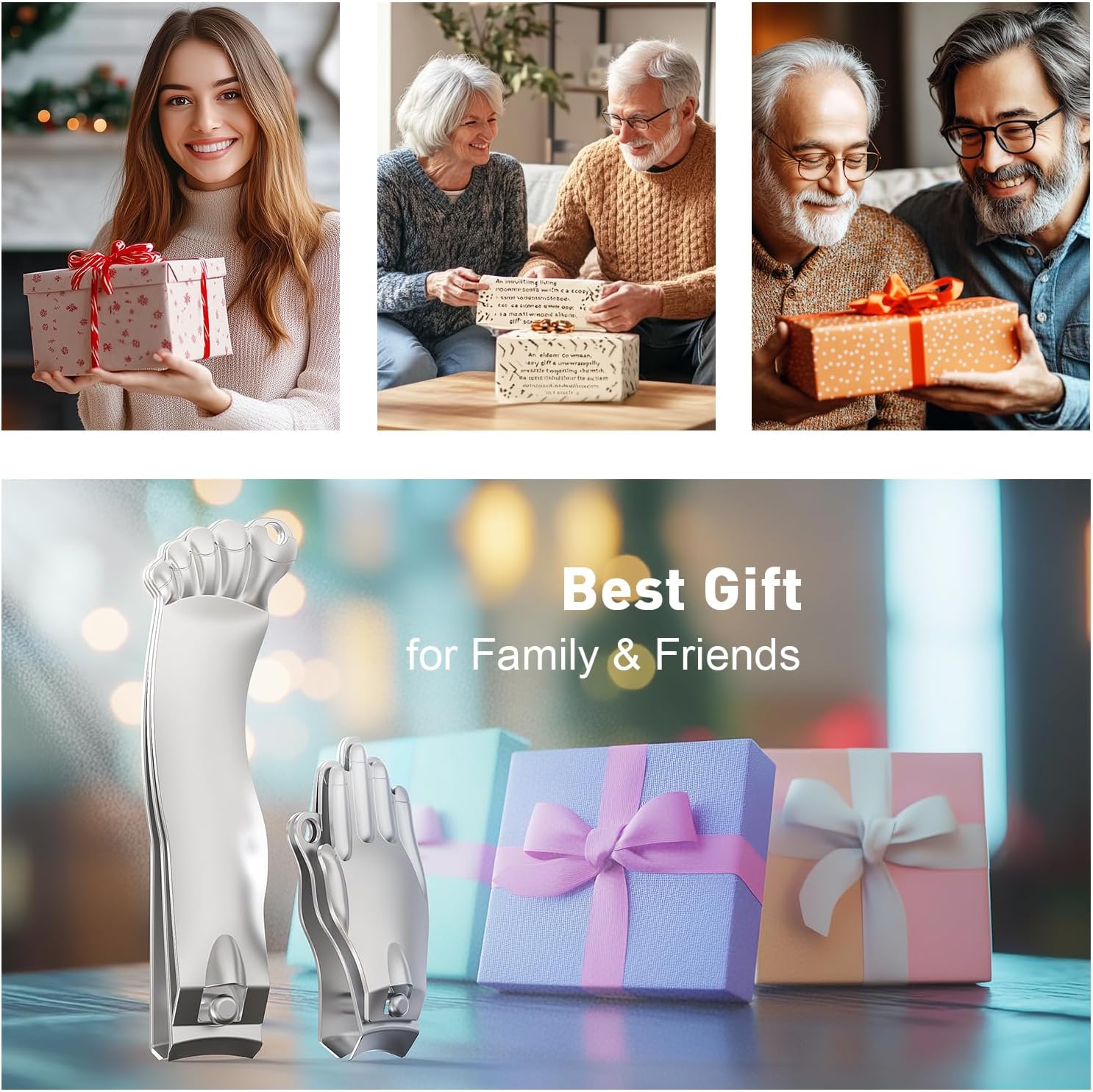 Nail Clippers Set,Gag Gifts Funny,Stocking Stuffers for Adults Men Him,White Elephant Gifts for Adults, Cool Stuff Gadgets for Men Dad Boyfriend Father Husband Friends,Mens Gifts Ideas (Silver) - Image 3