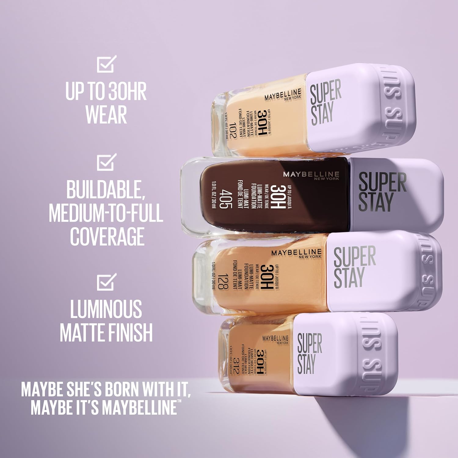 Maybelline Super Stay Lumi-Matte Foundation, Lightweight and Buildable Full Coverage Foundation Makeup For Up To 30HR Wear, 120, 1 Count - Image 5