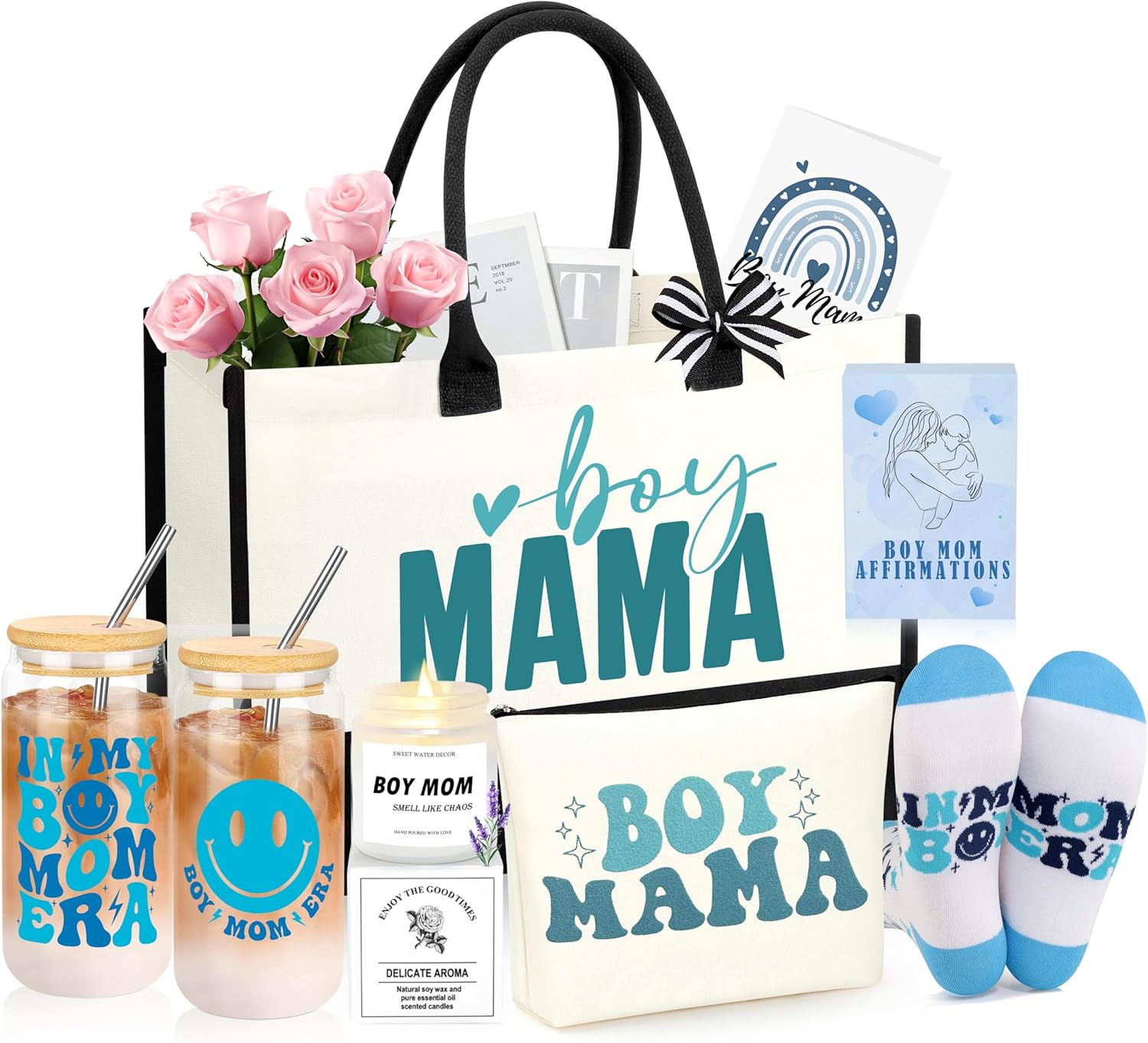 New Boy Mom Gifts, First 1st Mothers Day Birthday Gifts for New Mom Set of 7