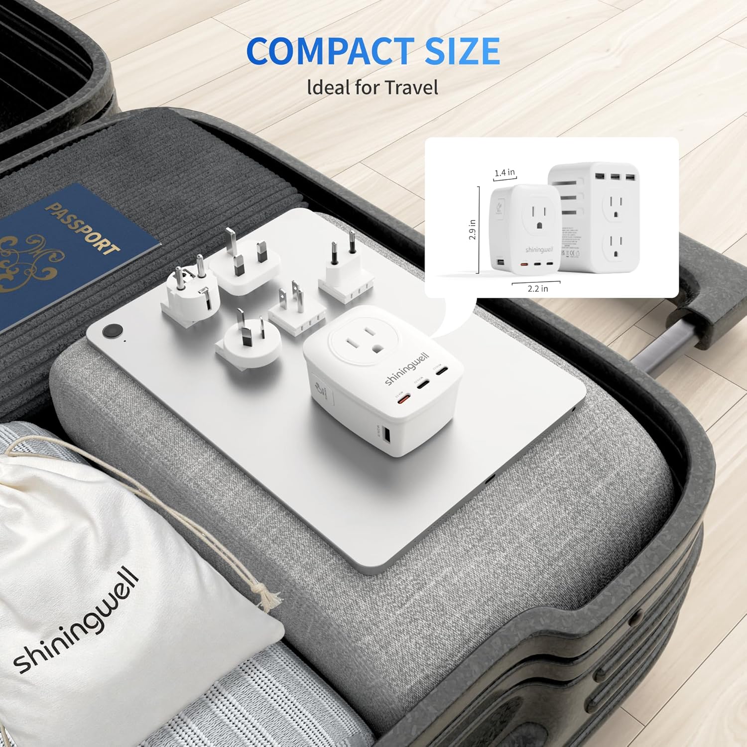 45W GaN Universal Travel Adapter, 7-in-1 2000W International Power Adapter with 3 USB-C(45W PD)/2 USB-A/2 AC, Worldwide Plug for EU,UK,China,AU - Cruise Essentials for Laptop,MacBook,iPad,Phone,Camera - Image 8