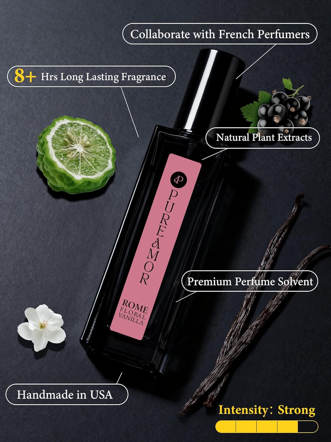 PUREAMOR ROMAN Blossom Vanilla Perfume for Women, Cozy Floral Jasmine & Sweet Vanilla Fragrance, Long Lasting Extrait de Parfum, Advanced Fragrance Travel Size 0.7 oz/20ml Perfume Spray - Image 3
