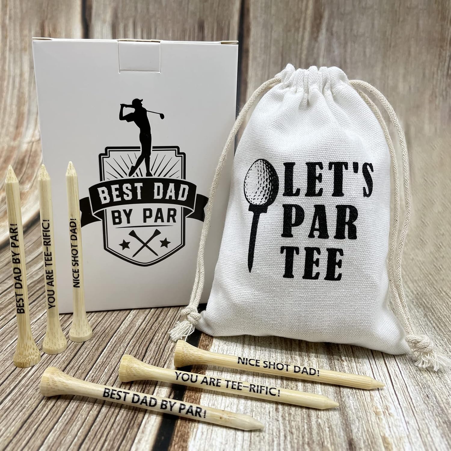 Gifts for Men, 36 Pack 3-1/4 inch Golf Tees with Bag, Durable Bamboo Golf Tees, Best Dad by Par, Fathers Day Christmas Birthday Gifts from Daughter Son, Stocking Stuffers Ideas Present for Men - Image 6