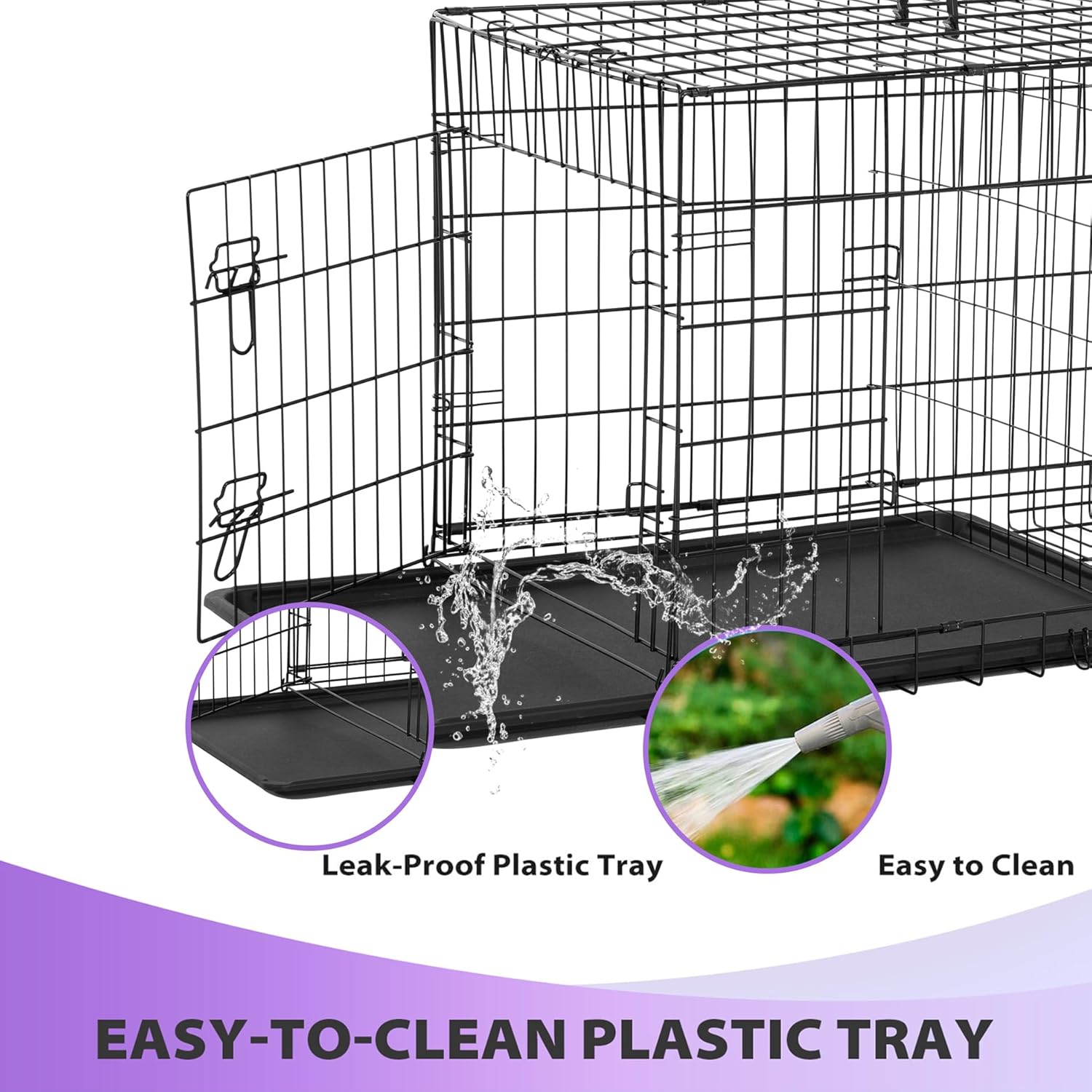 BestPet | Dog Crate | 48" | Black | Foldable Metal Kennel with Double Doors, Secure Slide-Bolt Latches, Leakproof Tray | Portable Dog Cage for Large Breeds | for Travel, Indoor & Outdoor Use - Image 5