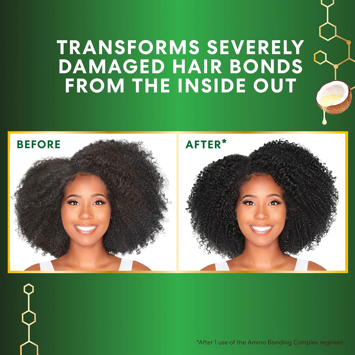 Palmer's Amino Bonding Complex Hair Mask, Intense Conditioning Masque Pack with Coconut Oil & Vitamin E, Heat Protectant, Anti Frizz, Adds Shine, Protects Hair Growth, All Hair Types, 2.1 oz packette - Image 3