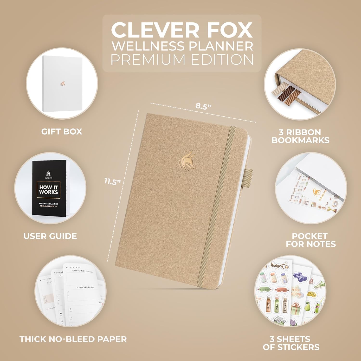 Clever Fox Wellness Planner Premium – Daily Lifestyle Journal to Support Health, Nutrition & Exercise – Healthy Living Journal with Meal, Exercise & Habit Trackers – Lasts 3 Months (Sandstone) - Image 2