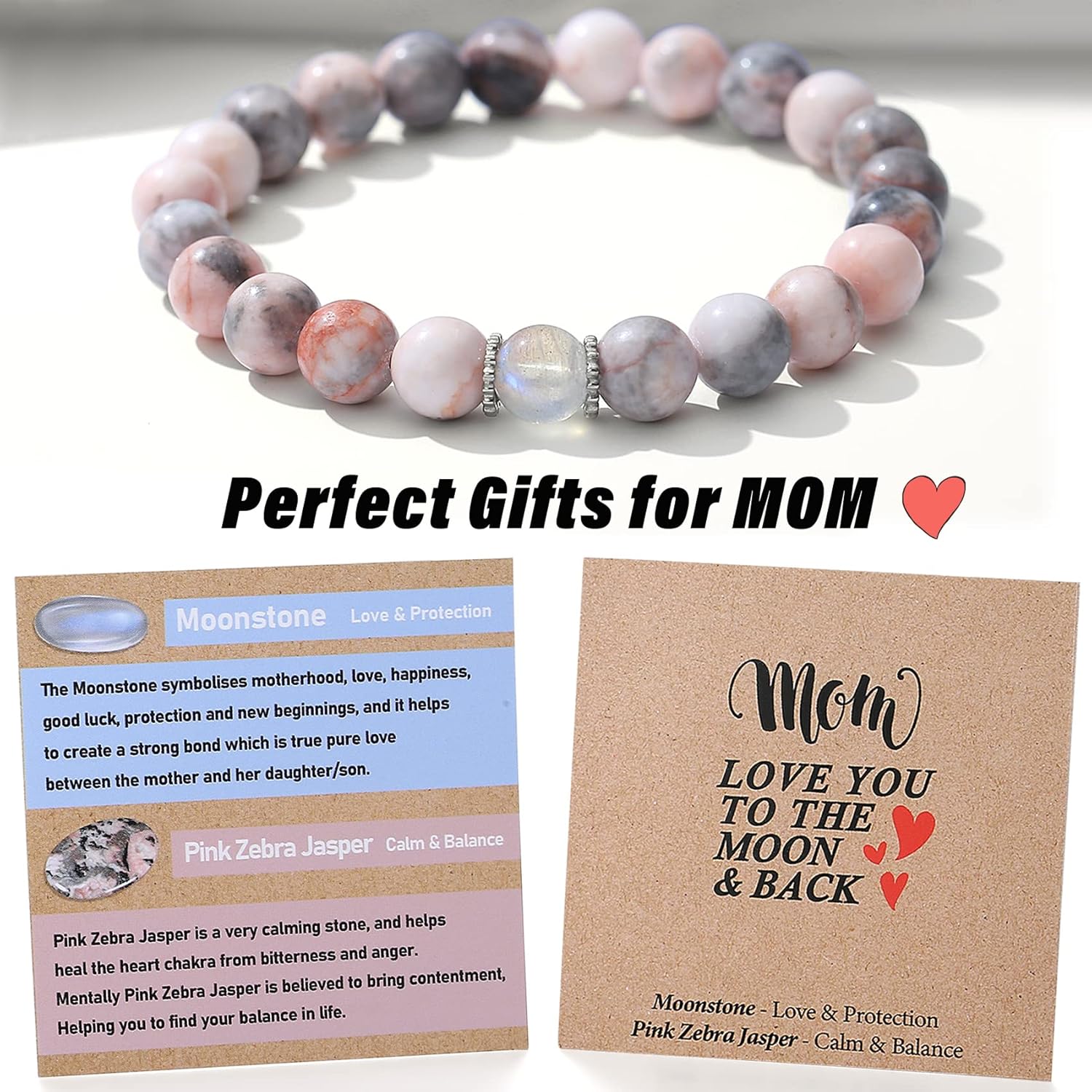THEMEROL Mothers Day Birthday Gifts for Mom/Auntie/Grandma/Sister-Love/Balance-Natural Crystal Bracelet with Meaning-Handmade Gifts - Image 2