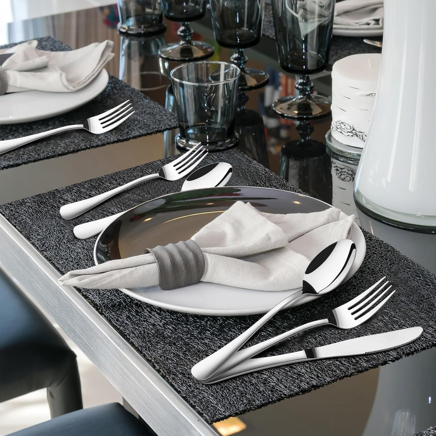 Silverware Set for 8, 40 Piece Heavy Duty Stainless Steel Flatware Utensils Cutlery Set Including Steak Knife Fork and Spoon, Dishwasher Safe, Gift Package for Wedding Housewarming - Image 4