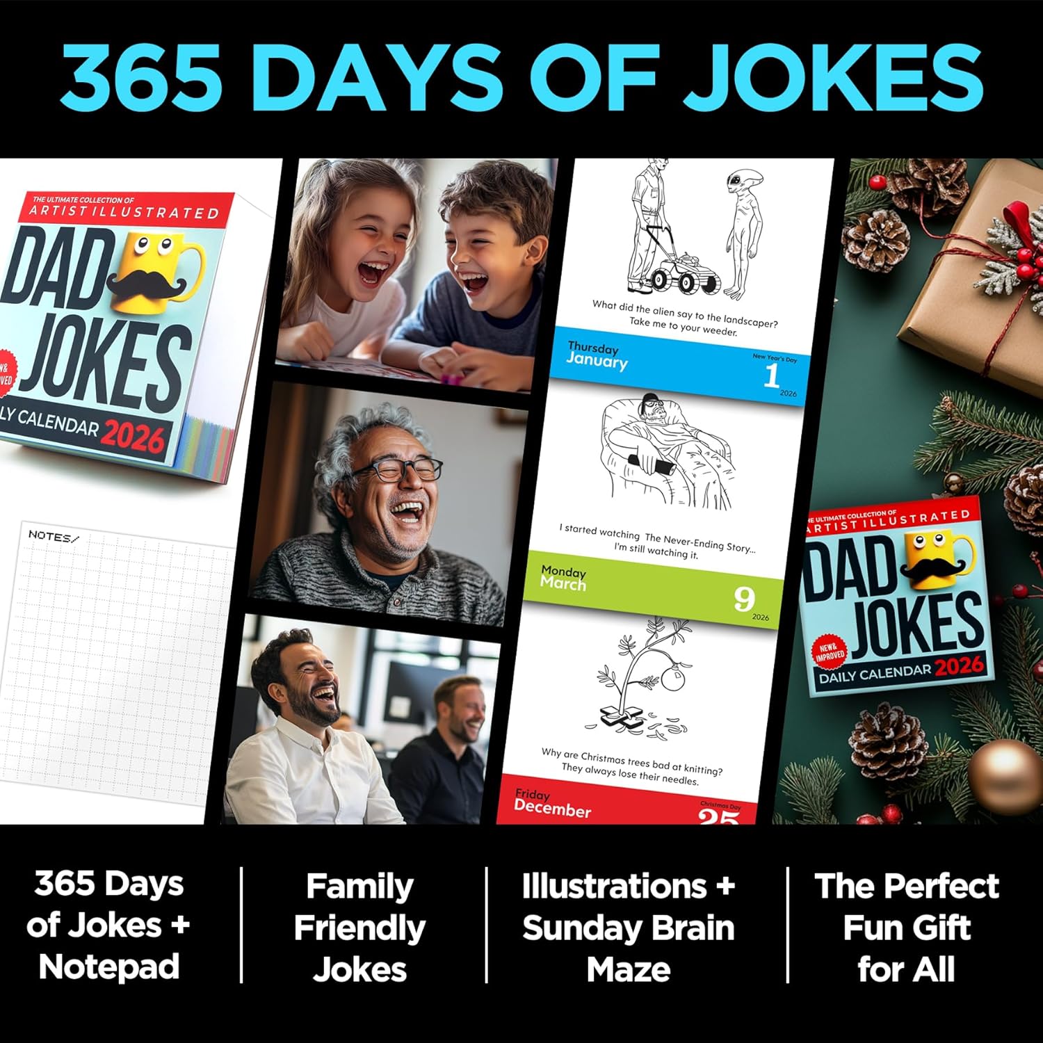 Dad Joke Desk Calendar 2026 - Unique Fun Gift For Dad 365 Daily Dad Jokes, White Elephant Gifts, Gifts for Men, Stocking Stuffers, Desk or Wall Calendar - Image 2
