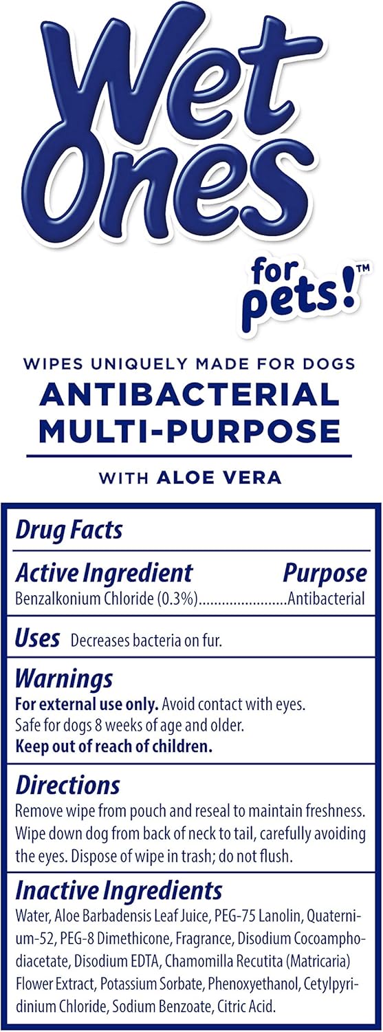 Wet Ones for Pets Antibacterial Dog Wipes, Multi-Purpose Grooming Wipes with Aloe Vera for Paws, Face & Body, Easy Cleanups Between Baths, Tropical Splash Scent, 5.7 in x 7.5 in, 50 Count - Image 7