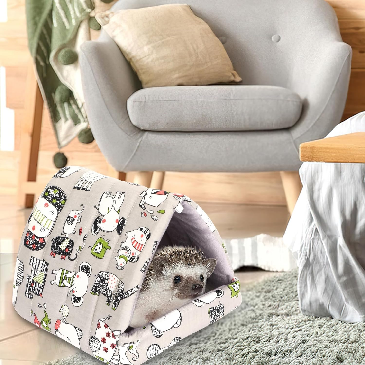 UPINS 2 Pack Guinea Pig Hideout,Guinea Pig Bed Washable Small Animal House Cage Accessories for Mouse Chinchillas Hamsters Hedgehogs Ferrets Bearded Dragons and Rats - Image 6