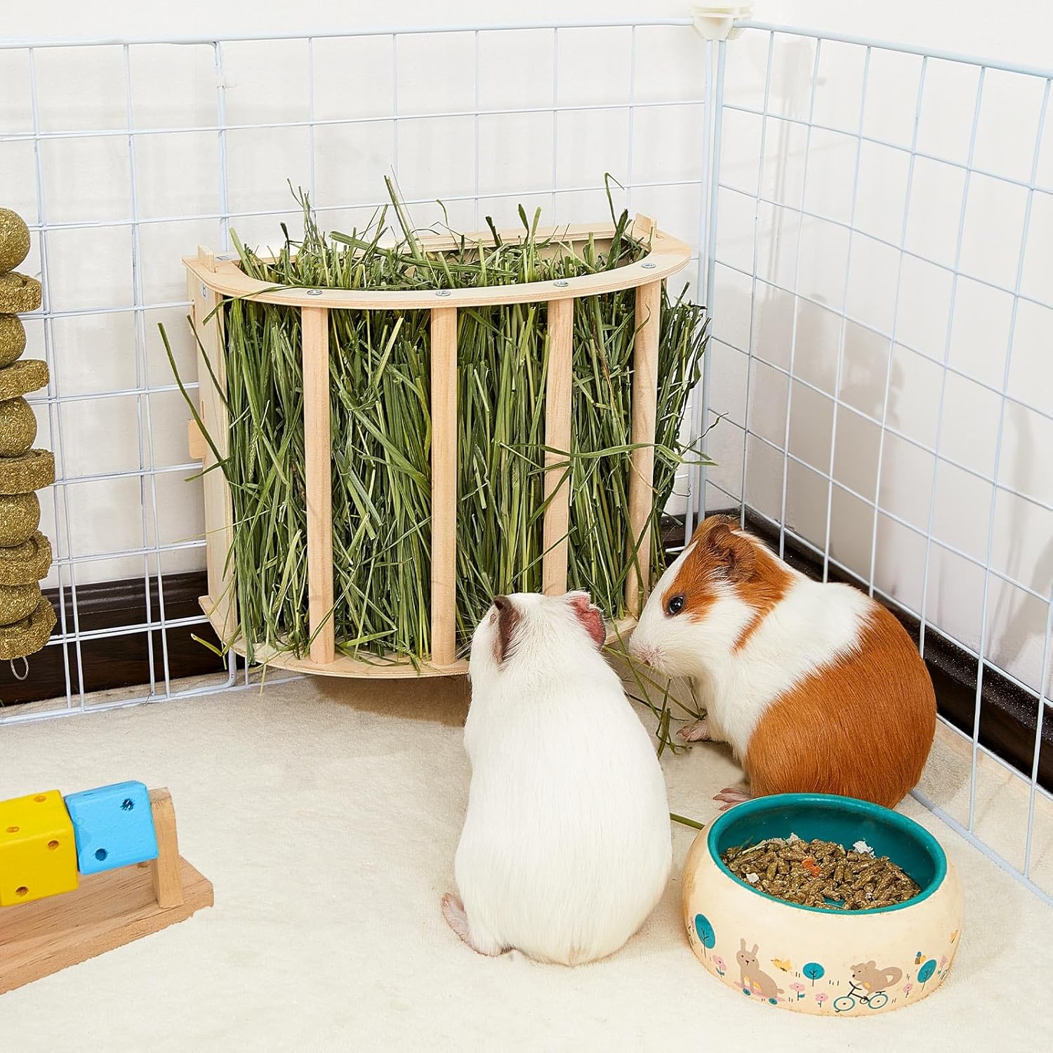 Guinea Pig Hay Feeder Wooden Rabbit Hay Feeder Big Volume Bunny Hay Holder Hanging Hay Rack with Instructions Guinea Pig Cages Accessories for Chinchilla and Ferret, Rabbit Cage Accessories - Image 8