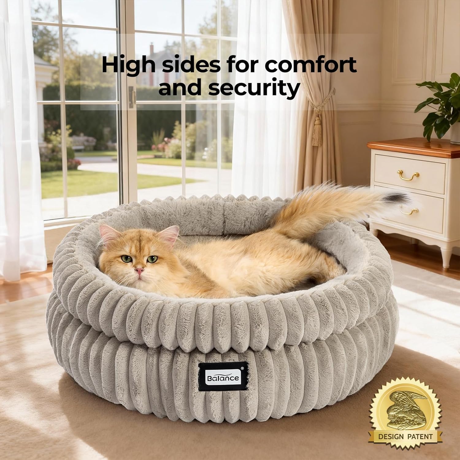 BALANCE Cat Bed Kitten Bed, Washable Round Cat Beds for Indoor Cats,Super Soft Plush Faux Fur Pet Bed for Puppy and Kitten with Anti-Slip Bottom - Image 2