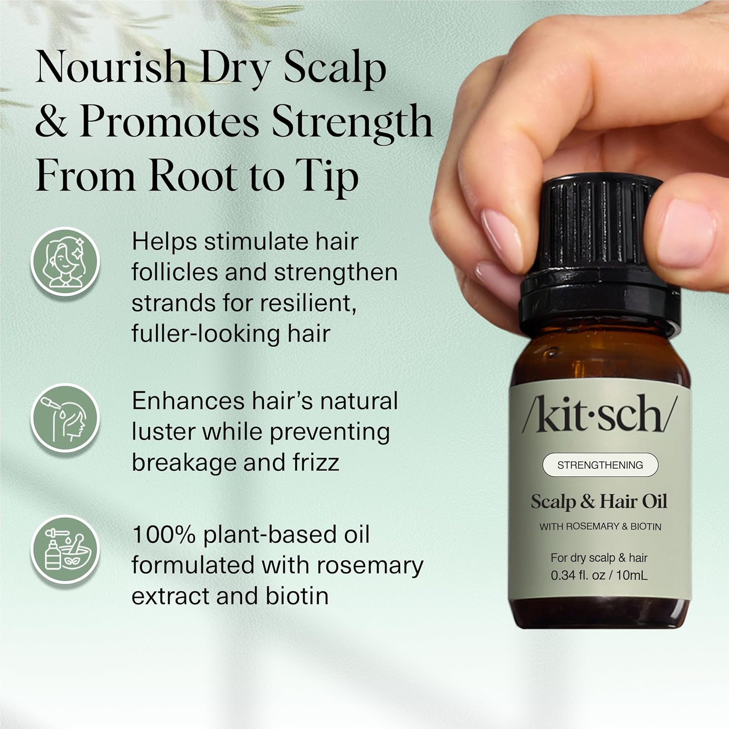 Kitsch Rosemary Oil for Hair Growth – Hair Oil with Biotin, Castor & Jojoba – Pre-Wash Scalp oil for Hair Care – Lavender Scent – 10mL | Ideal Gifts for Women - Image 3
