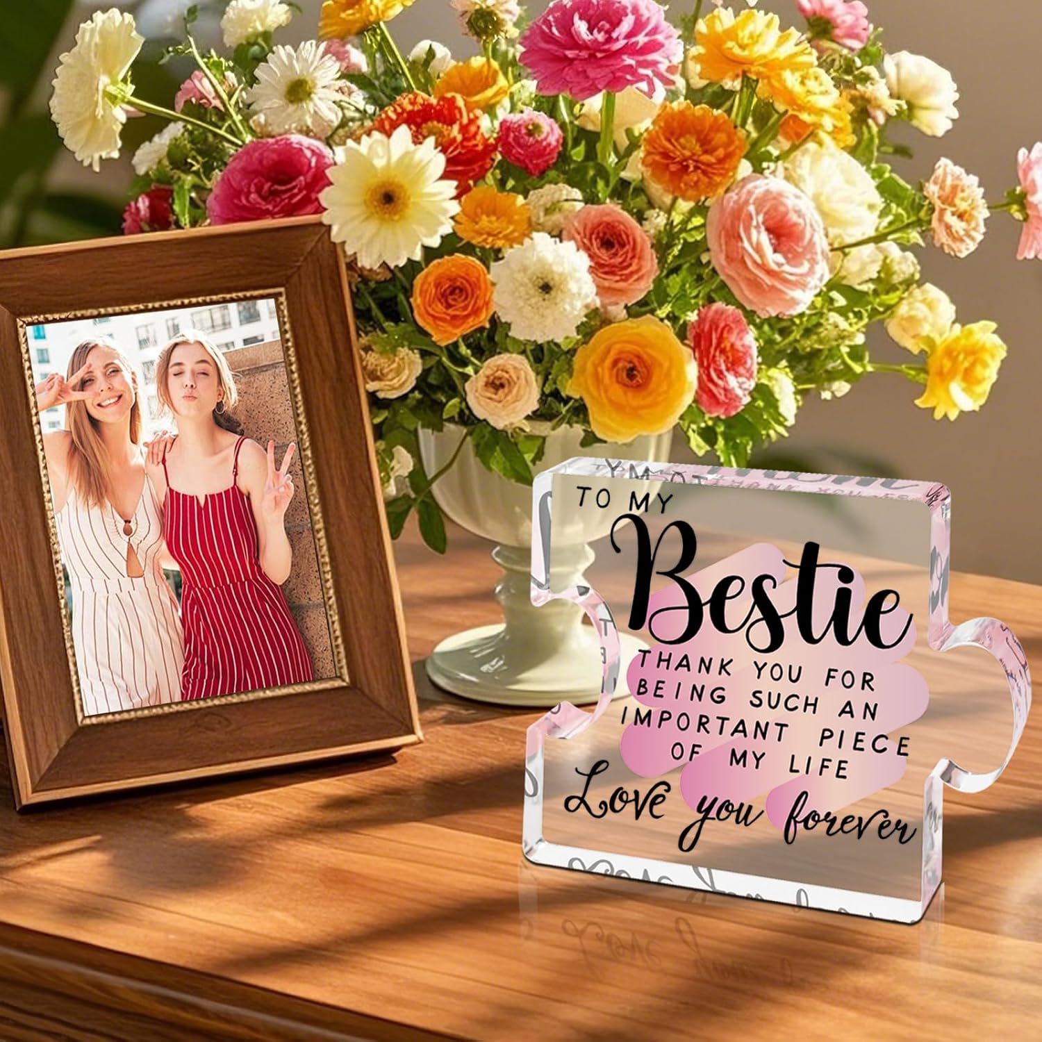 Best Friend Birthday Gifts for Women, Friendship Gifts for Best Friend Woman, Gifts for Friends Women, Bestie Acrylic Puzzle Plaque Keepsake for Soul Sister Female Bestfriend Work Besties Birthdays Thanksgiving Christmas Valentine's Day Present - Image 4