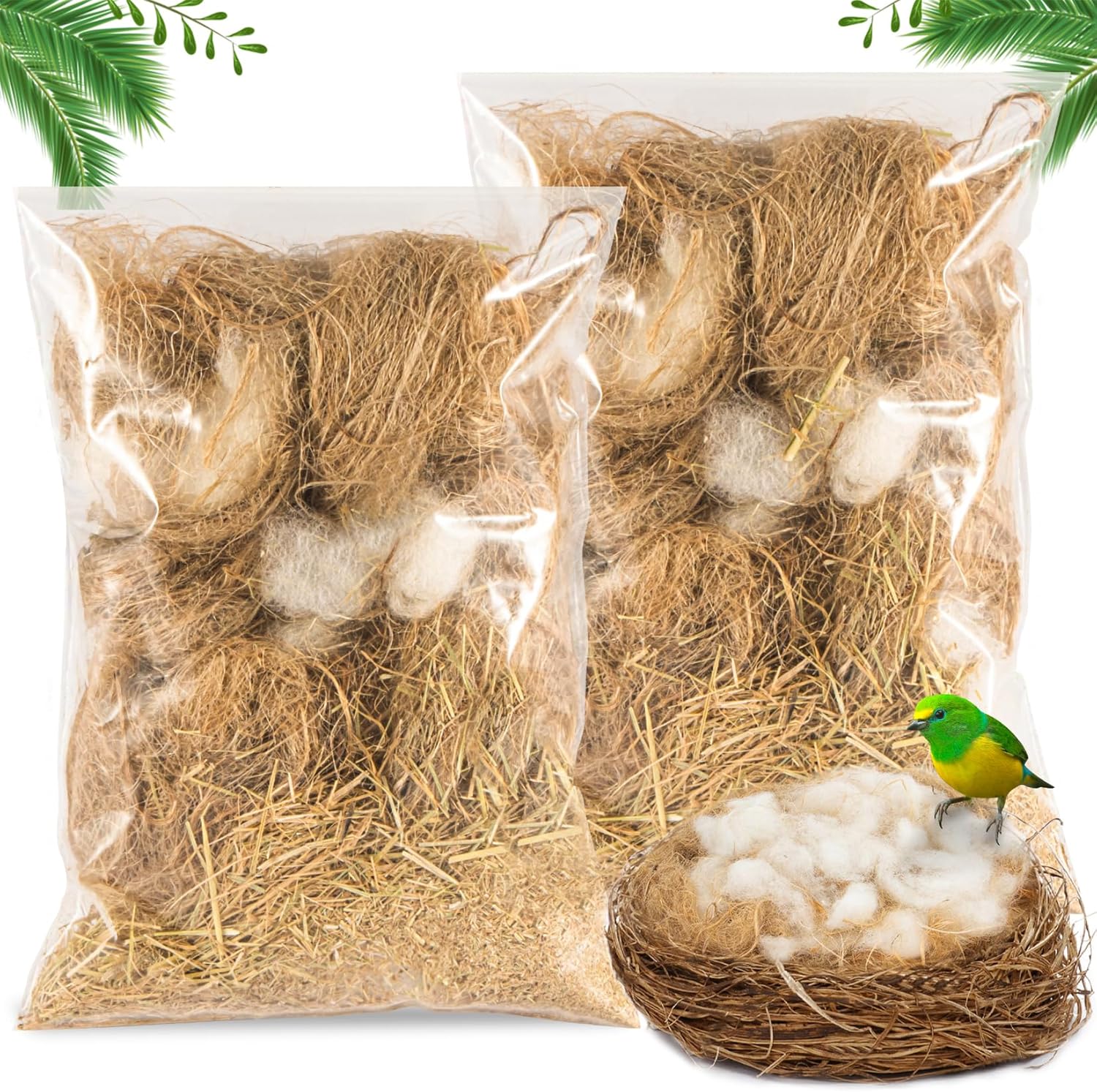 Sukh Bird Nesting Material - Bird Nests Bedding Hummingbird Nesting Material Mixing Canary Nesting Material Finch Nesting Material Parakeet Nesting Materials for Cage,Gardens,Tree Trunks (2)