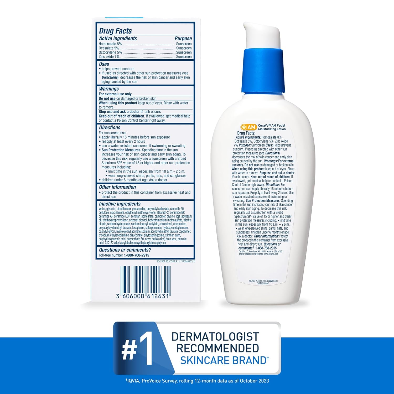 CeraVe AM Facial Moisturizing Lotion SPF 50, Face Moisturizer with SPF, Hyaluronic Acid, Niacinamide & Ceramides, Non-Greasy, Blends Seamlessly With No White Cast, Non Comedogenic Sunscreen, 3 Oz - Image 9