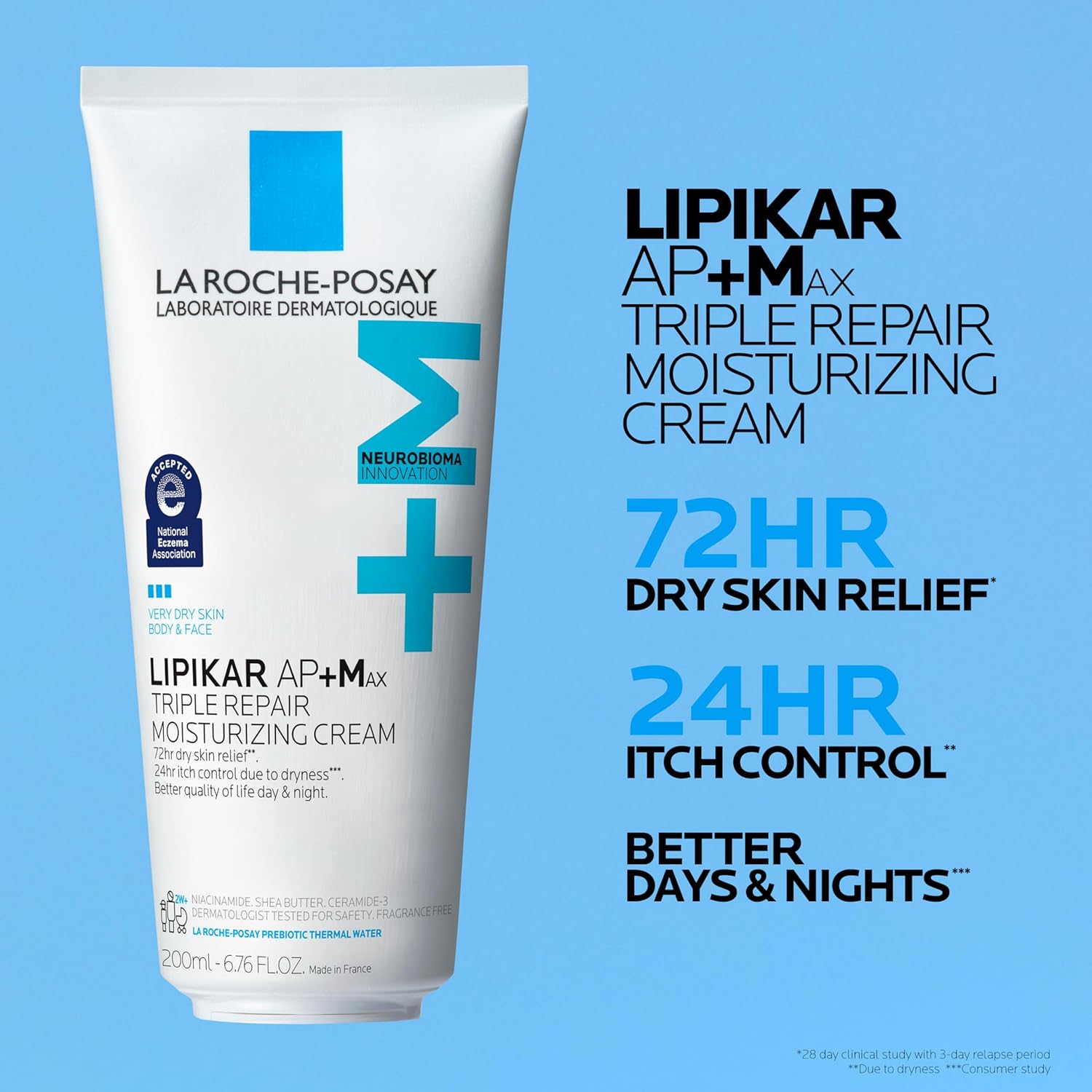 La Roche-Posay Lipikar AP+MAX Triple Repair Moisturizing Body Cream | Face & Body Lotion for Dry Skin with Shea Butter & Niacinamide | Gentle Moisturizer for Very Dry, Rough & Sensitive Skin - Image 2