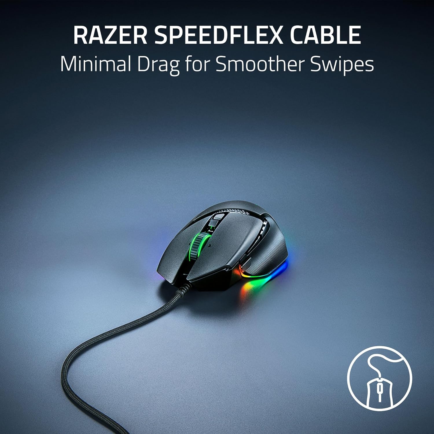 Razer Basilisk V3 35K Wired Ergonomic Gaming Mouse : HyperScroll Tilt Wheel - 35K DPI Optical Sensor Gen 2-13 Customizable Controls - Chroma RGB - Optical Switches Gen 3 - Speedflex Cable - Image 7
