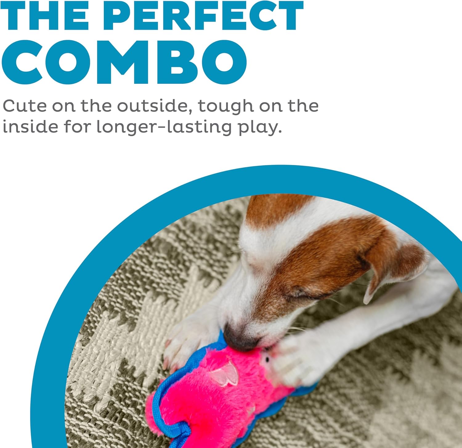 Outward Hound Durablez Minis – Squeaky Plush Dog Toy, No Stuffing for Less Mess, Interactive & Tough, Jumbo Squeaker, Puppies & Small Dogs, Pig, 6.8" - Image 2