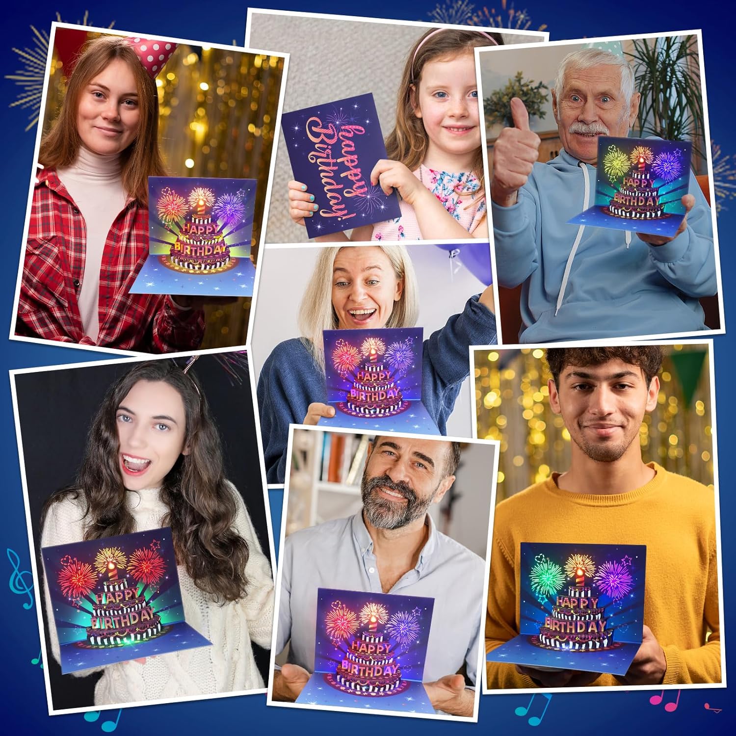 INPHER UPGRADED Birthday Cards Fireworks Pop Up Cake Light and Music Happy Birthday Gifts Decorations for Women, Men, Mom, Grandma - Image 5