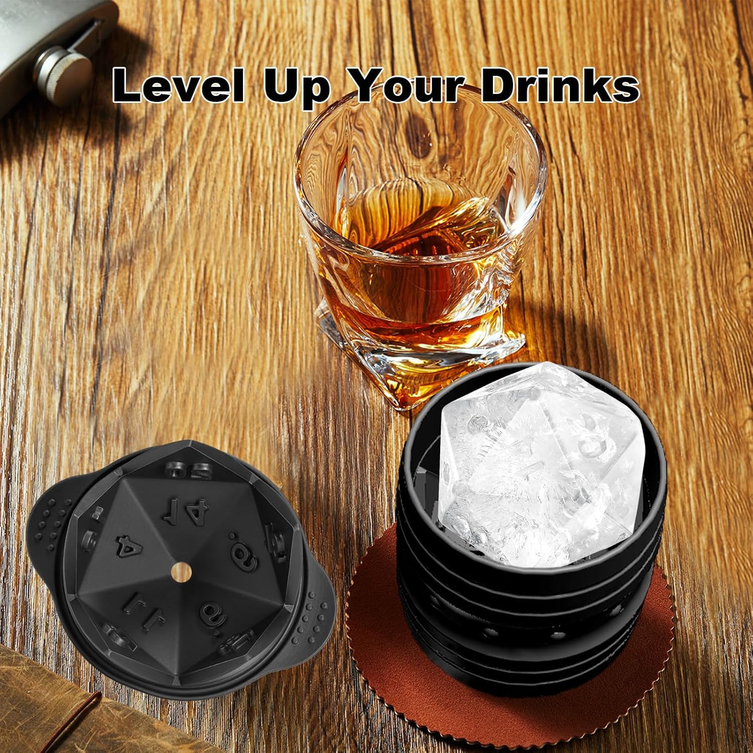 D20 Dice Ice Mold, DND Gamer Gifts for Men Women, Cool Christmas Stocking Stuffers Ideas for Adults TRGP Lover, Large Silicone D&D Accessories Ice Cube Tray for Cocktails,Bourbon,Whiskey,Game - Image 4